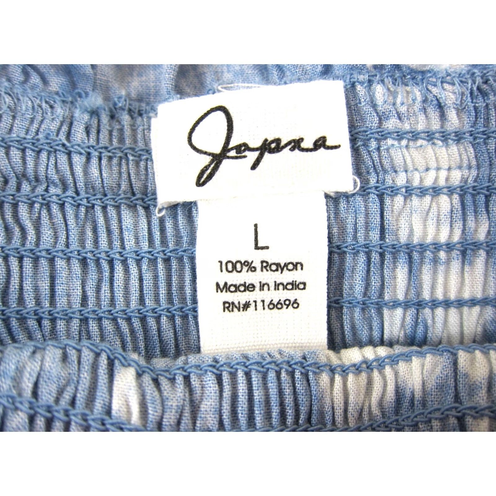 Vintage Japna Blue White Tie Dye 100% Rayon Strapless Wide Leg Romper Jumpsuit L Blue Tie Dye Rayon Strapless Wide-Leg Jumpsuit Womens Size 36" / US 14 / IT 50 - 3 Thumbnail