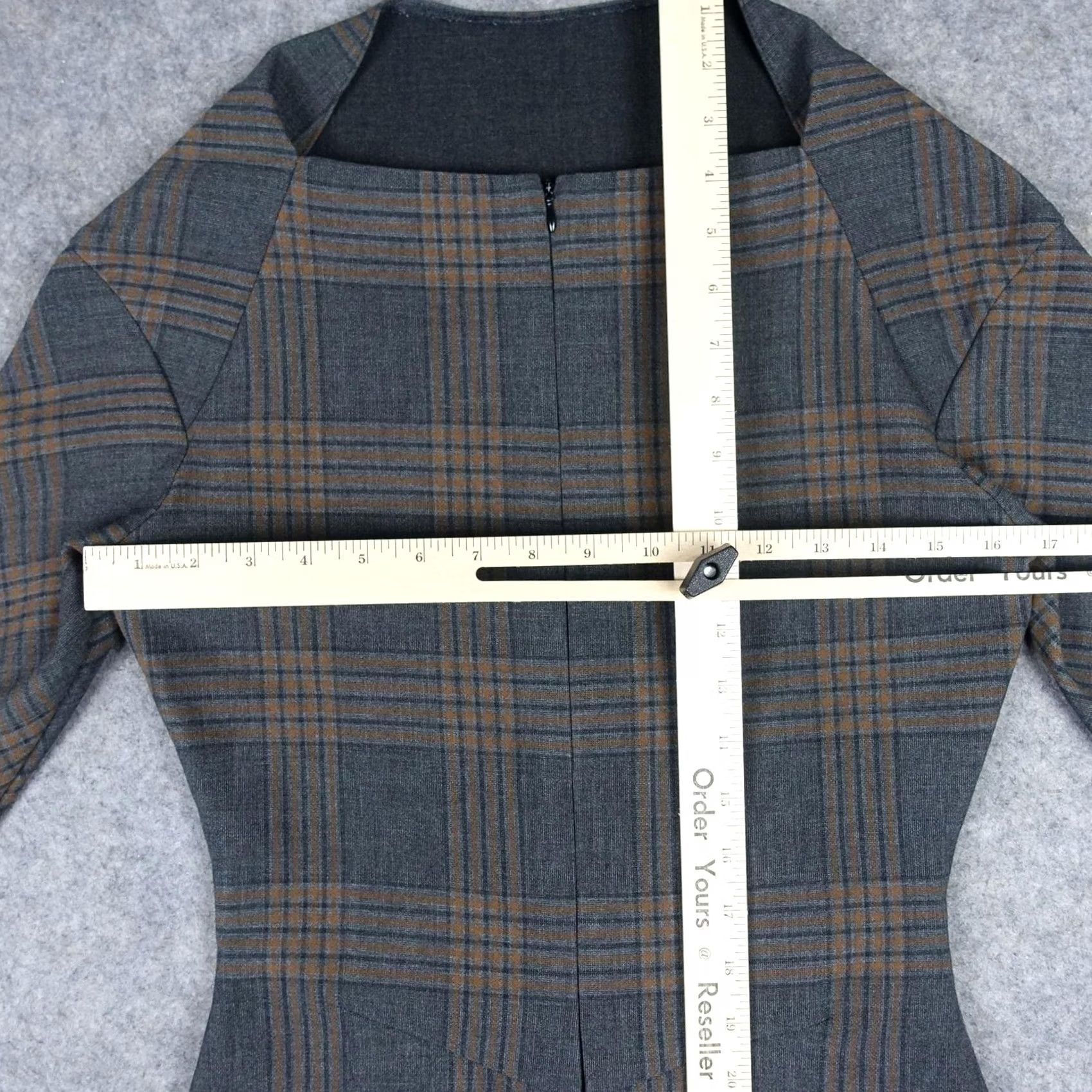 Zara Zara Dress Womens Medium Gray Plaid Long Sleeve Sheath Workwear Knee Length Zipper Round Neck Vintage No Size M / US 6-8 / IT 42-44 - 6 Thumbnail