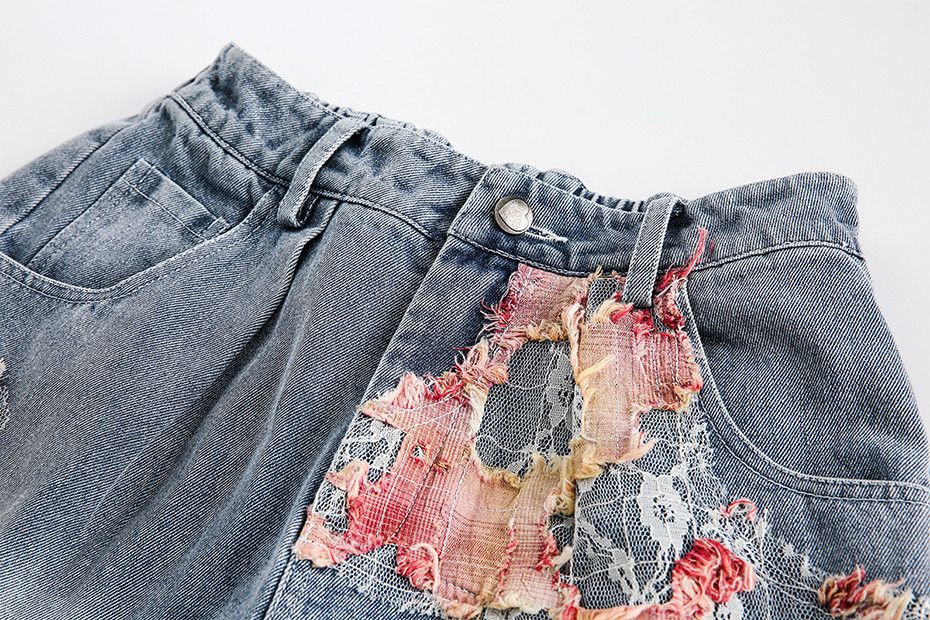 Japanese Brand × Vintage Torn Lace Faded Shorts Jeans Y2K Vintage Style Stretch Waist Size US 31 - 3 Thumbnail