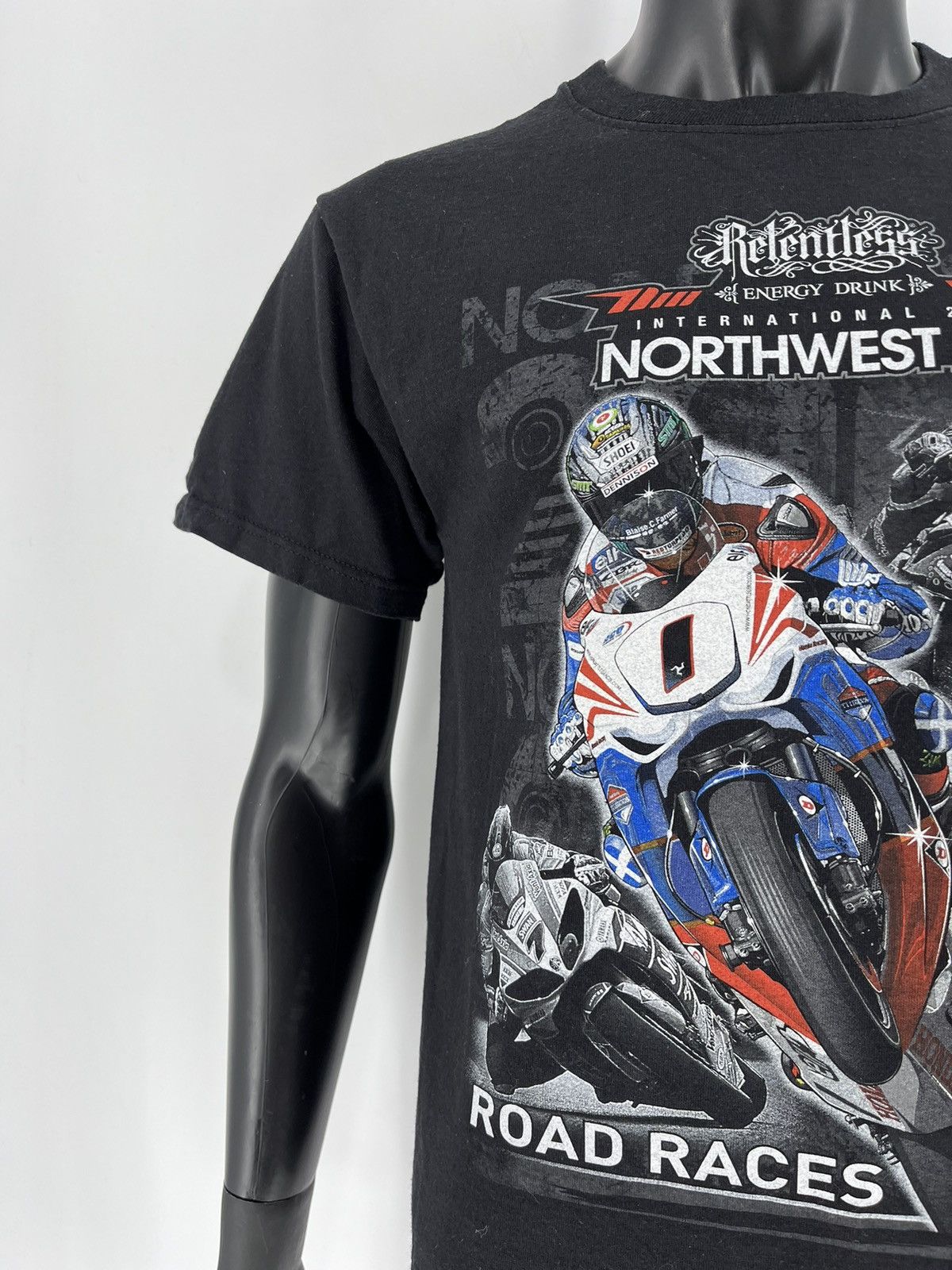 Vintage Vintage 2012 North West 200 Road Racer Honda Moto Black Tee Size US M / EU 48-50 / 2 - 6 Thumbnail