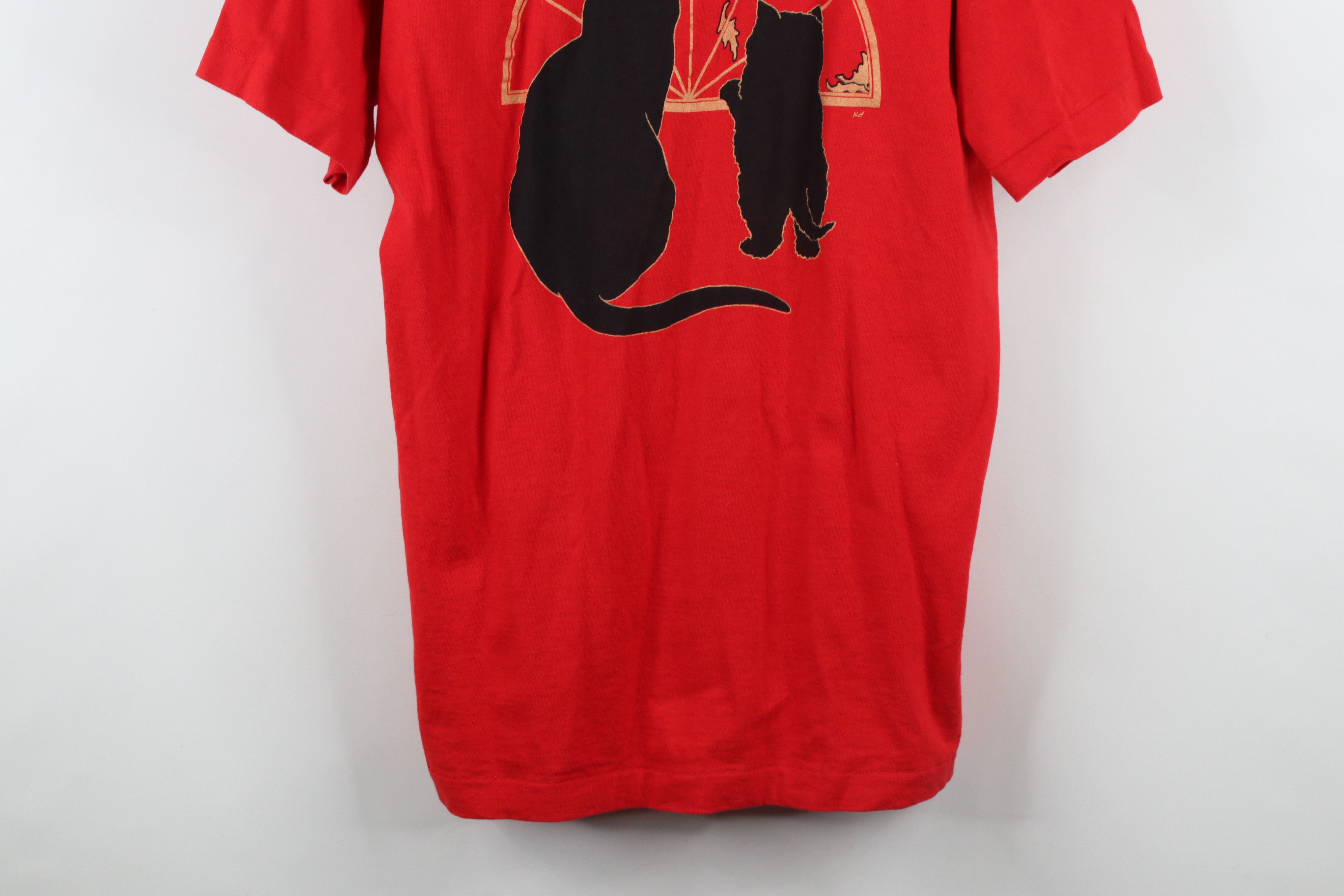 Vintage Vintage 90s Streetwear Black Cat Kitten Window T-Shirt USA Size XL / US 12-14 / IT 48-50 - 3 Thumbnail