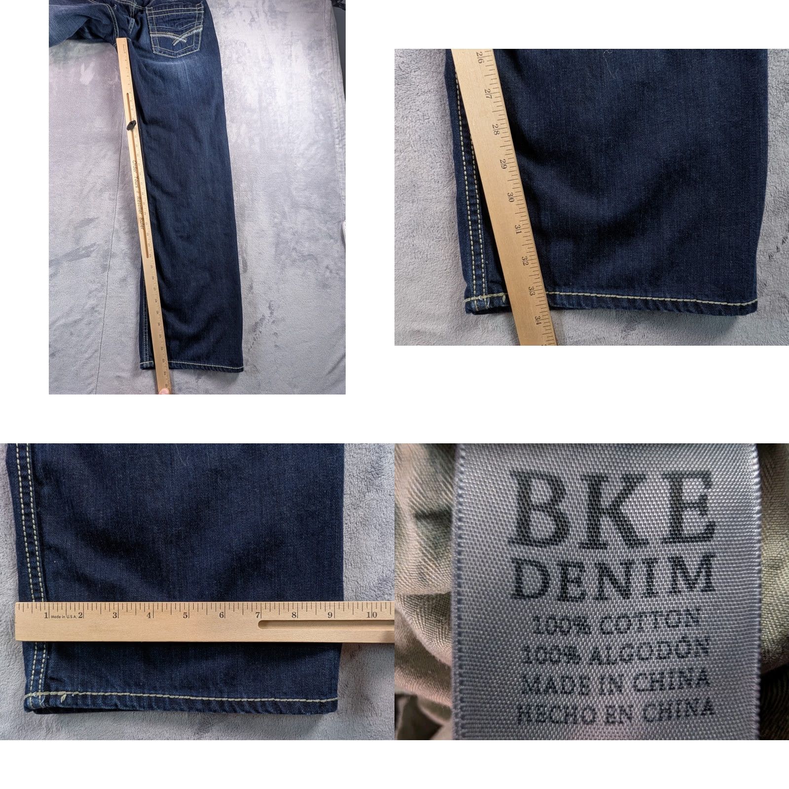 Vintage BKE Carter Jeans Men's 36L Cotton Blend Stretch Denim Straight Blue 5-Pocket Logo Buckle Bke Modern Fit Regular Jeans Mens Size US 36 / EU 52 - 8 Thumbnail