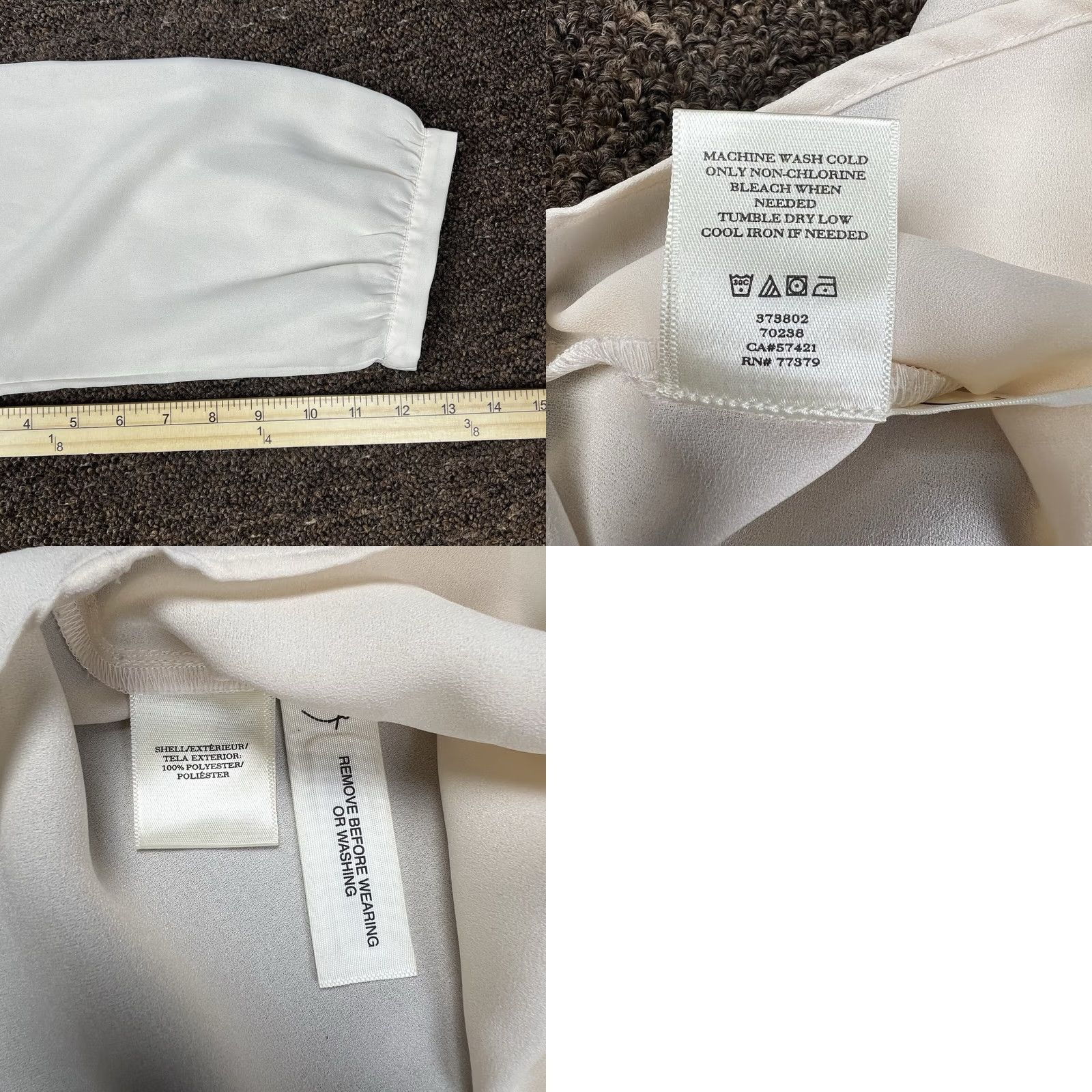 Ann Taylor ANN TAYLOR Blouse Shirt Casual 3/4 Sleeve Boat Neck Beige Medium Lightweight Balloon Sleeve Womens M Size M / US 6-8 / IT 42-44 - 8 Thumbnail