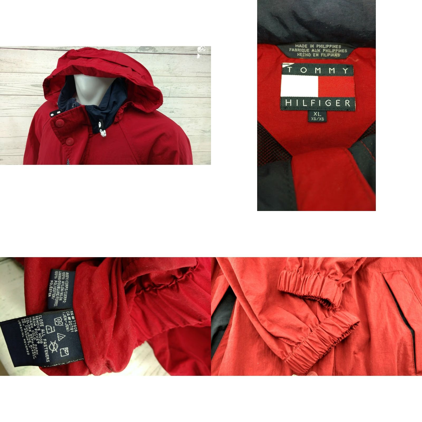 Tommy Hilfiger VINTAGE Tommy Hilfiger Mens Windbreaker Jacket XL Full Zip Sailin g Red Nylon Front Zip Vintage Windbreaker Size US XL / EU 56 / 4 - 8 Thumbnail