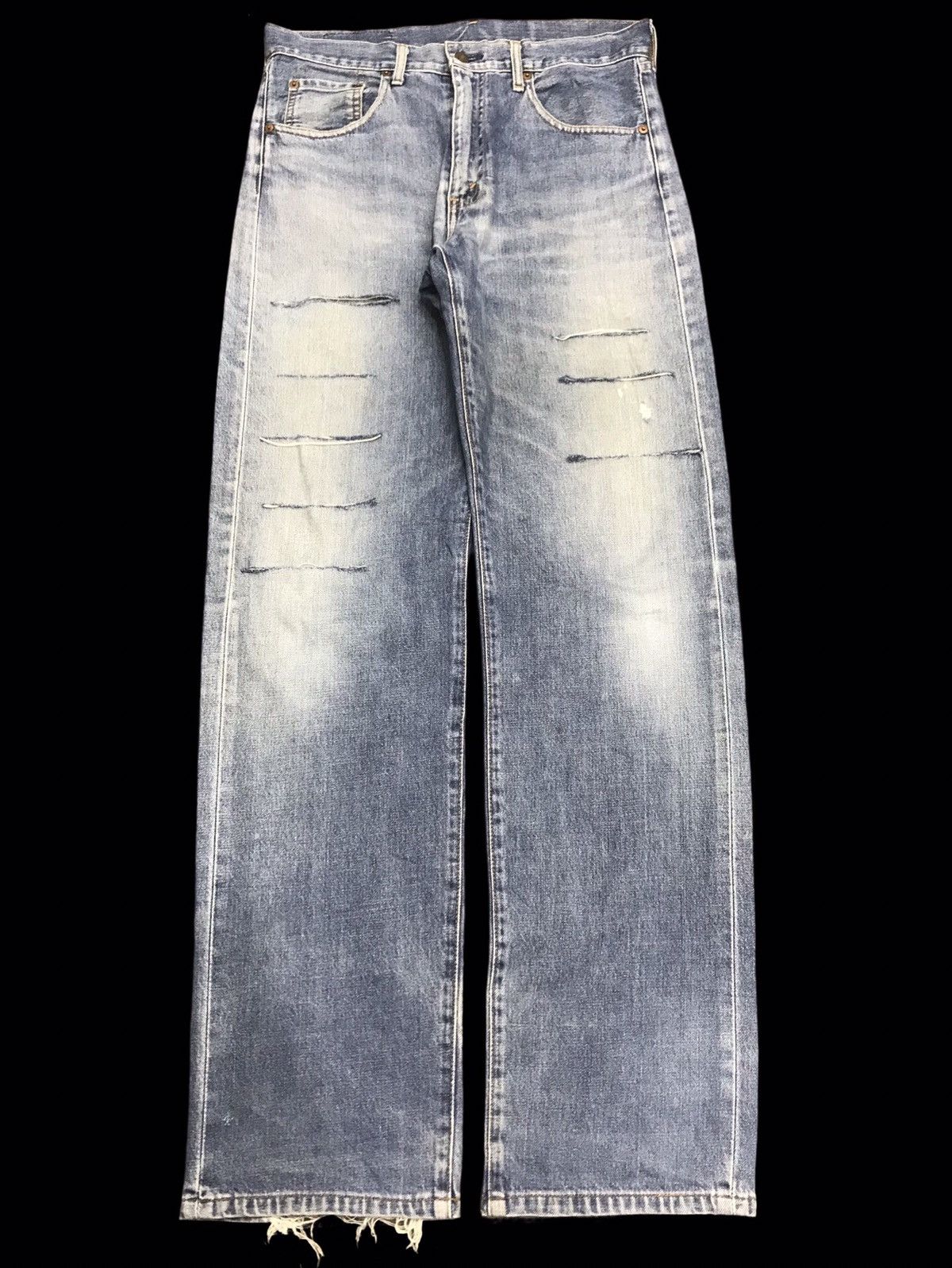 Levi's 💥THRASHED💥Vintage Levis 551ZXX BIG E LVC Thrshd Denim F182 Size US 33 - 1 Thumbnail