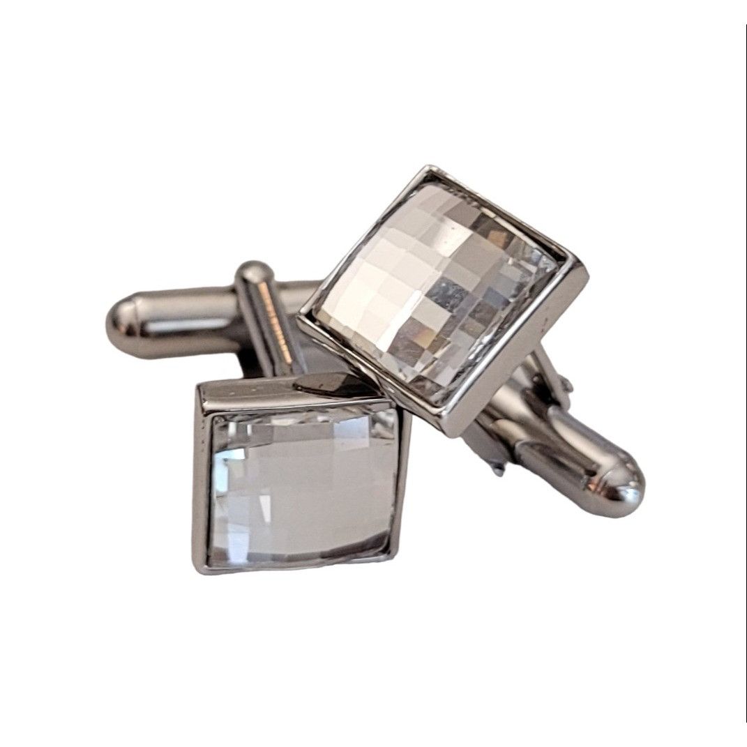 Swarovski Swarovski Swan Logo Silver-Tone Square Faceted Clear Crystal Size ONE SIZE - 4 Thumbnail