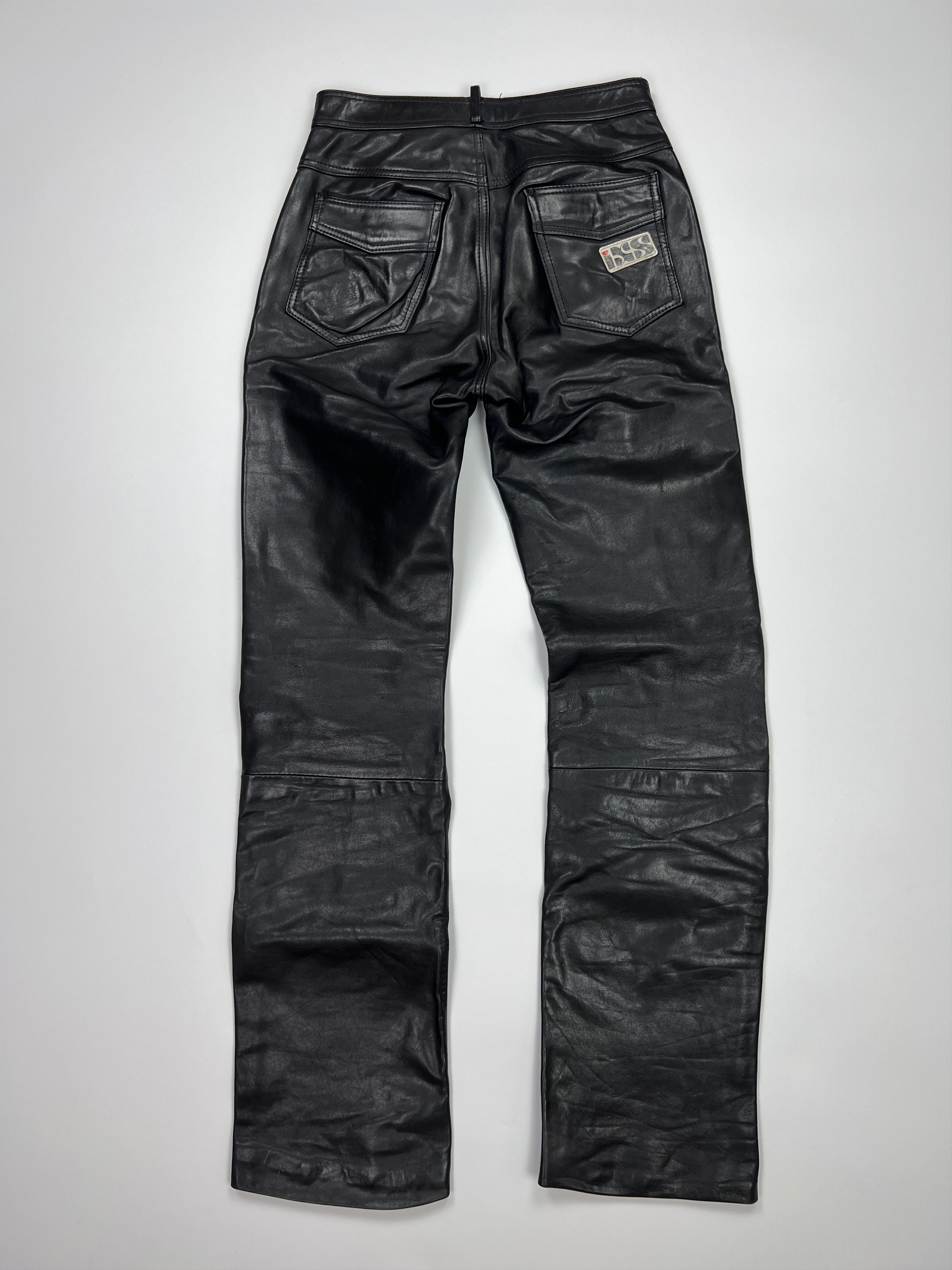 Vintage Vintage Y2K IXS Black Leather Biker Moto Pants Size 27" / US 4 / IT 40 - 1 Thumbnail