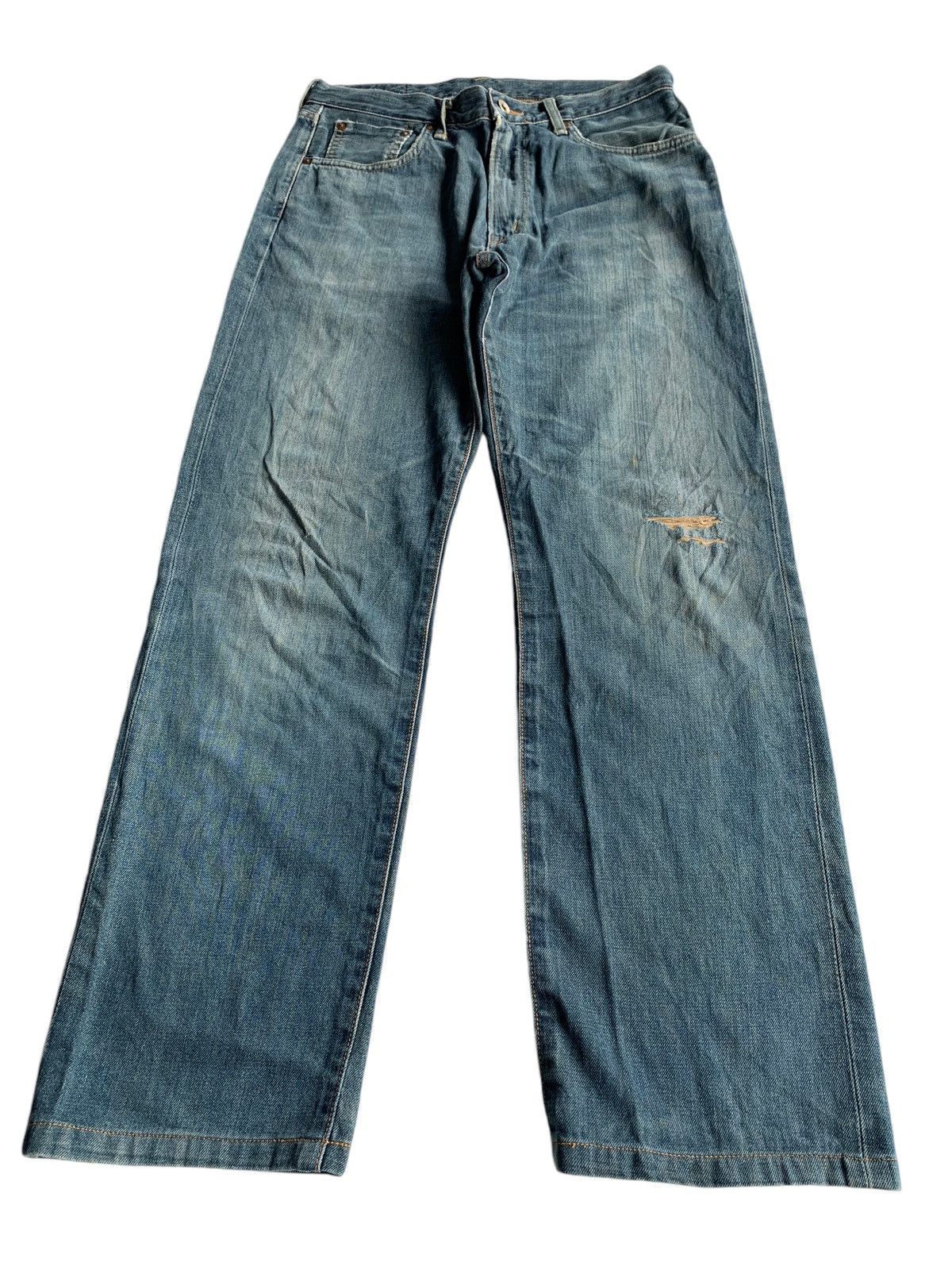 Edwin × Jean EDWIN 505X SELVEDGE DISTRESSED DENIM☠️ Size US 31 - 2 Thumbnail