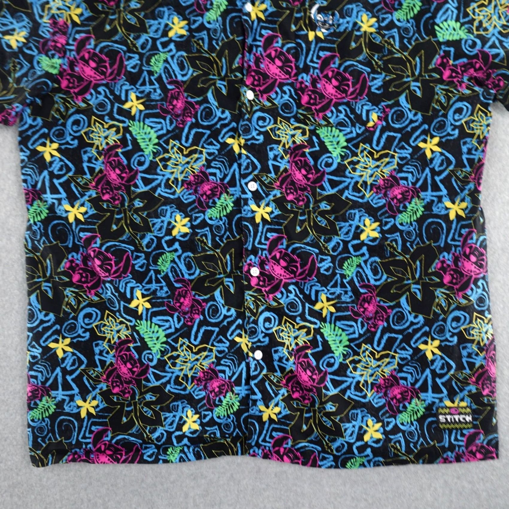 Disney Disney Parks Shirt Adult XL Hawaiian Stitch Button-Up Camp Multicolor Short Sleeve 90s Theme Mens Size US XL / EU 56 / 4 - 7 Thumbnail