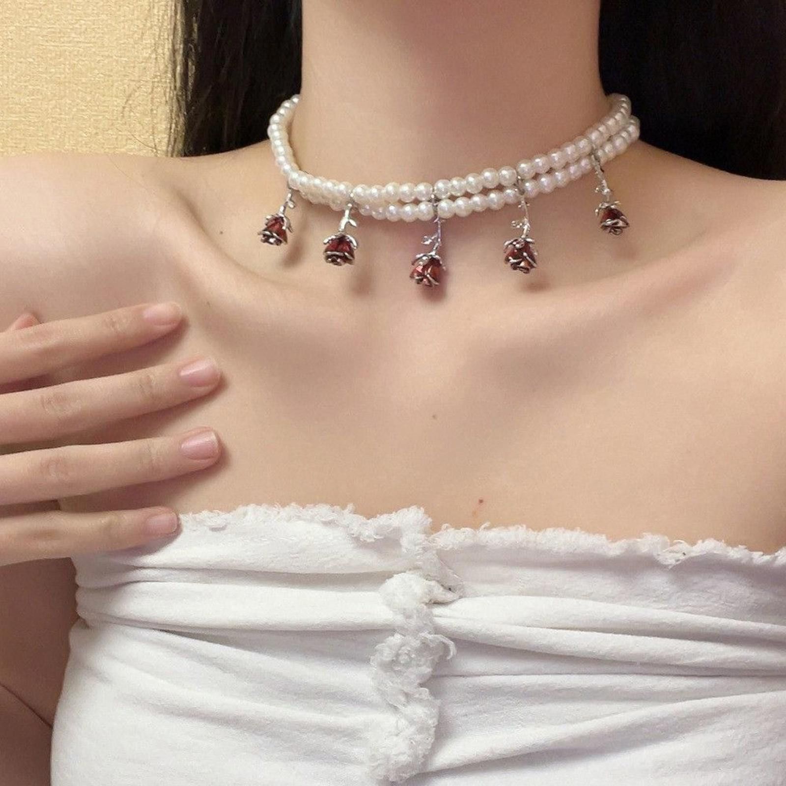 Jewelry Rose Layered Pearl Necklace Size ONE SIZE - 3 Thumbnail