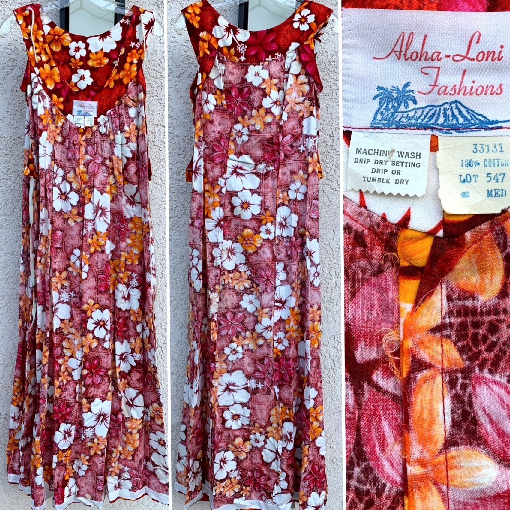 ALOHAS VINTAGE Aloha Loni Fashions Hawaiian Dress Maxi Tiki Aloha Hawaii Size M Cotton Size M / US 6-8 / IT 42-44 - 6 Thumbnail