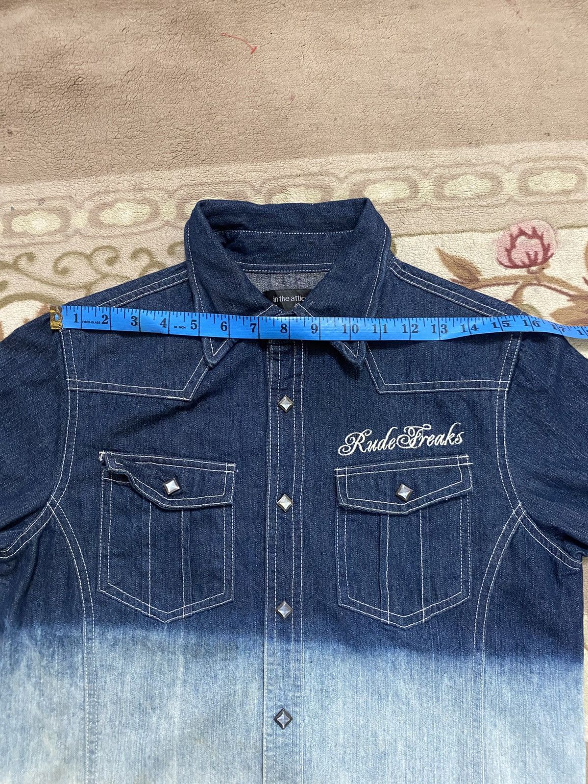 Designer × In The Attic × Japanese Brand INC Denim Western Shirt Blue Ombre 2 Pocket Button Up Size US M / EU 48-50 / 2 - 15 Thumbnail