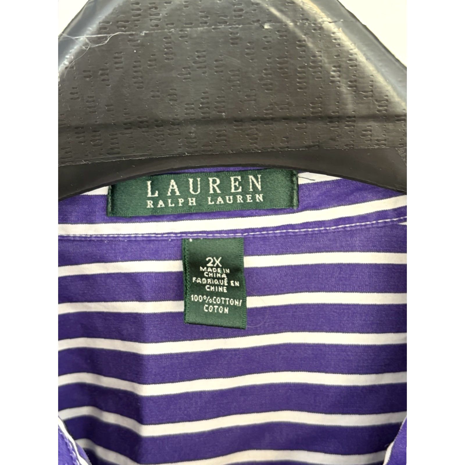 Ralph Lauren Lauren Ralph Lauren Womens Purple Button Up Dress Shirt Striped size 2X Size XXL / US 16-18 / IT 52-54 - 5 Thumbnail