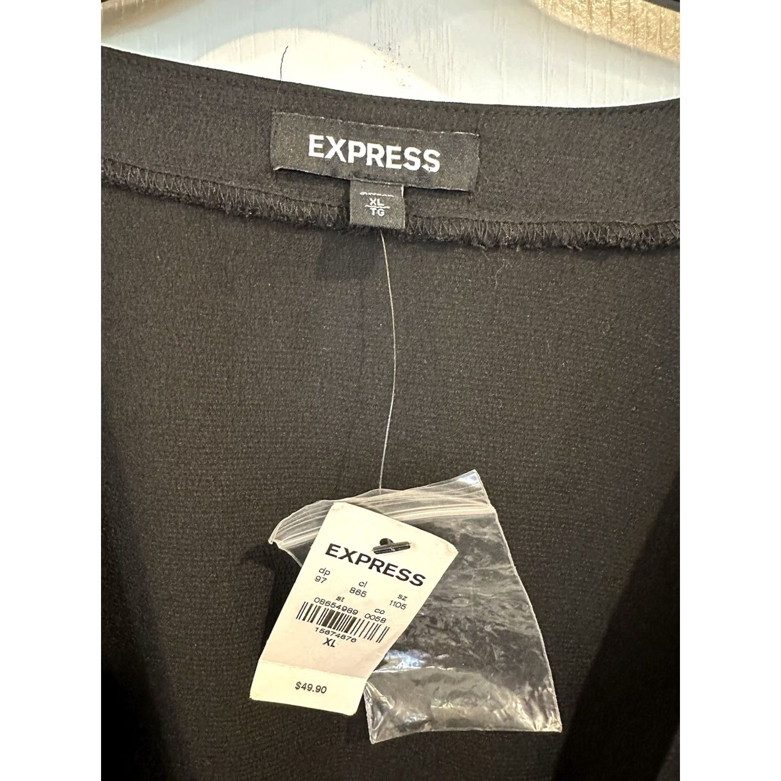 Express Express Blouse Shirt Women XL Black Surplice Wrap Front Long Sleeve with Tags Size XL / US 12-14 / IT 48-50 - 2 Thumbnail