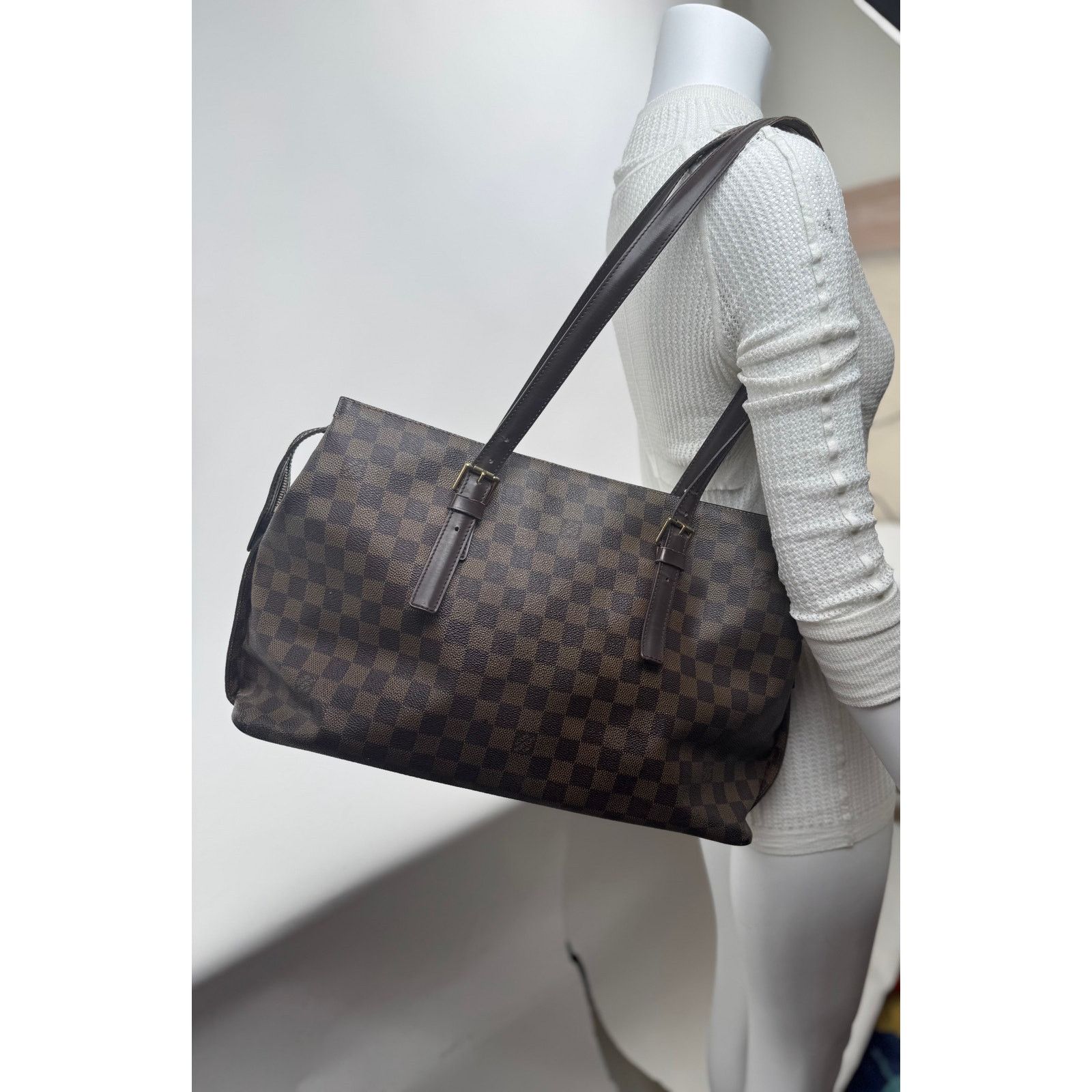 Louis Vuitton Louis Vuitton Brown Damier Ebene Chelsea Top Zip Tote Bag Size ONE SIZE - 9 Thumbnail
