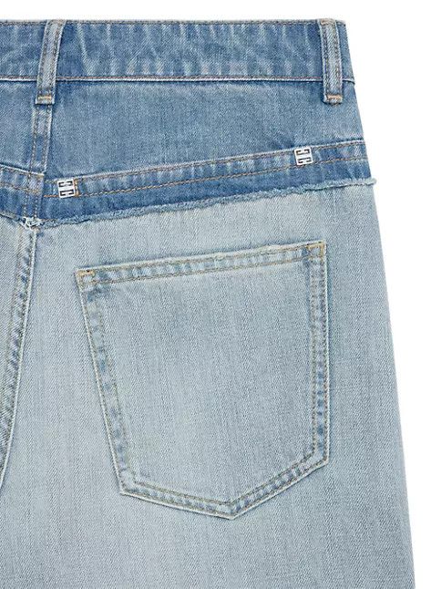 Givenchy o1srvl11e0724 Oversized Jeans In Mixed Denim in Pale Blue Size 28" / US 6 / IT 42 - 4 Thumbnail