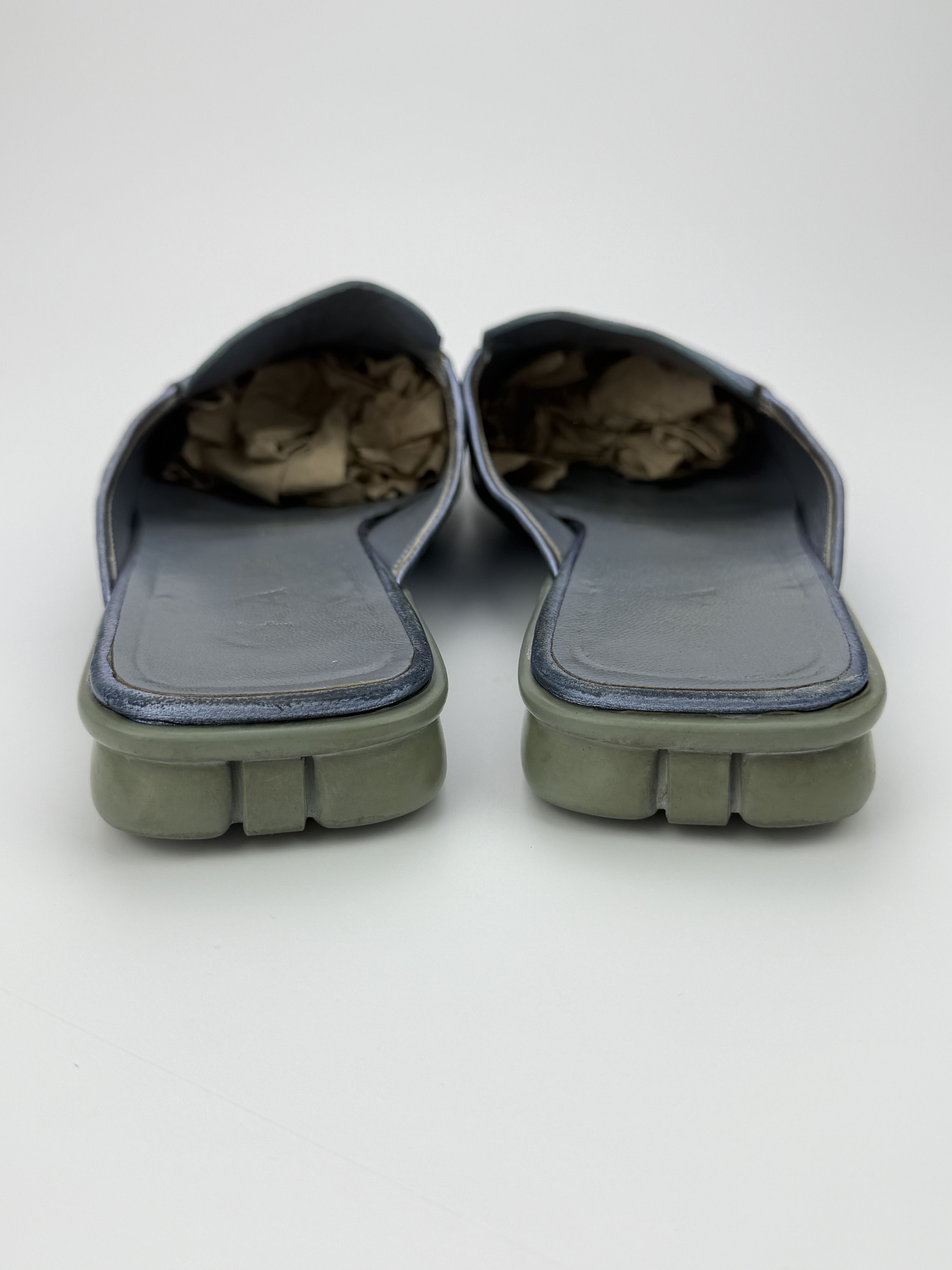 Prada Vintage Prada Blue Leather Mules Sandals Size US 7.5 / IT 37.5 - 12 Thumbnail