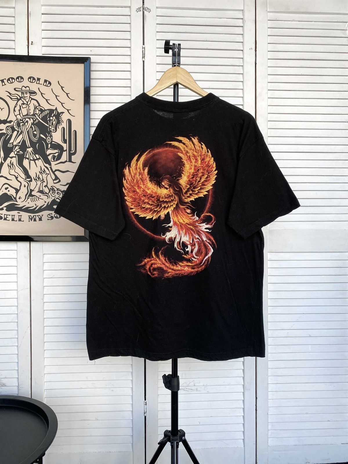 Band Tees × Vintage Vintage Spiral Phoenix Rising Woman Firebird Tee Shirt Black Size US XL / EU 56 / 4 - 2 Thumbnail
