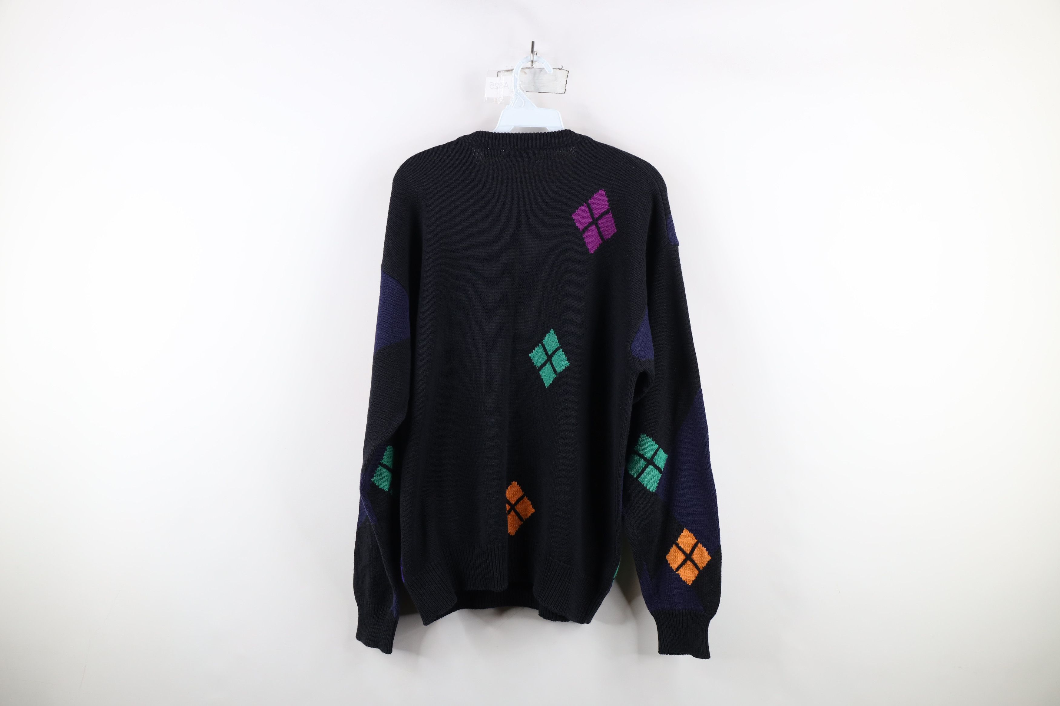 Vintage Vintage 90s Streetwear Argyle Diamond Knit Crewneck Sweater Size US L / EU 52-54 / 3 - 11 Thumbnail