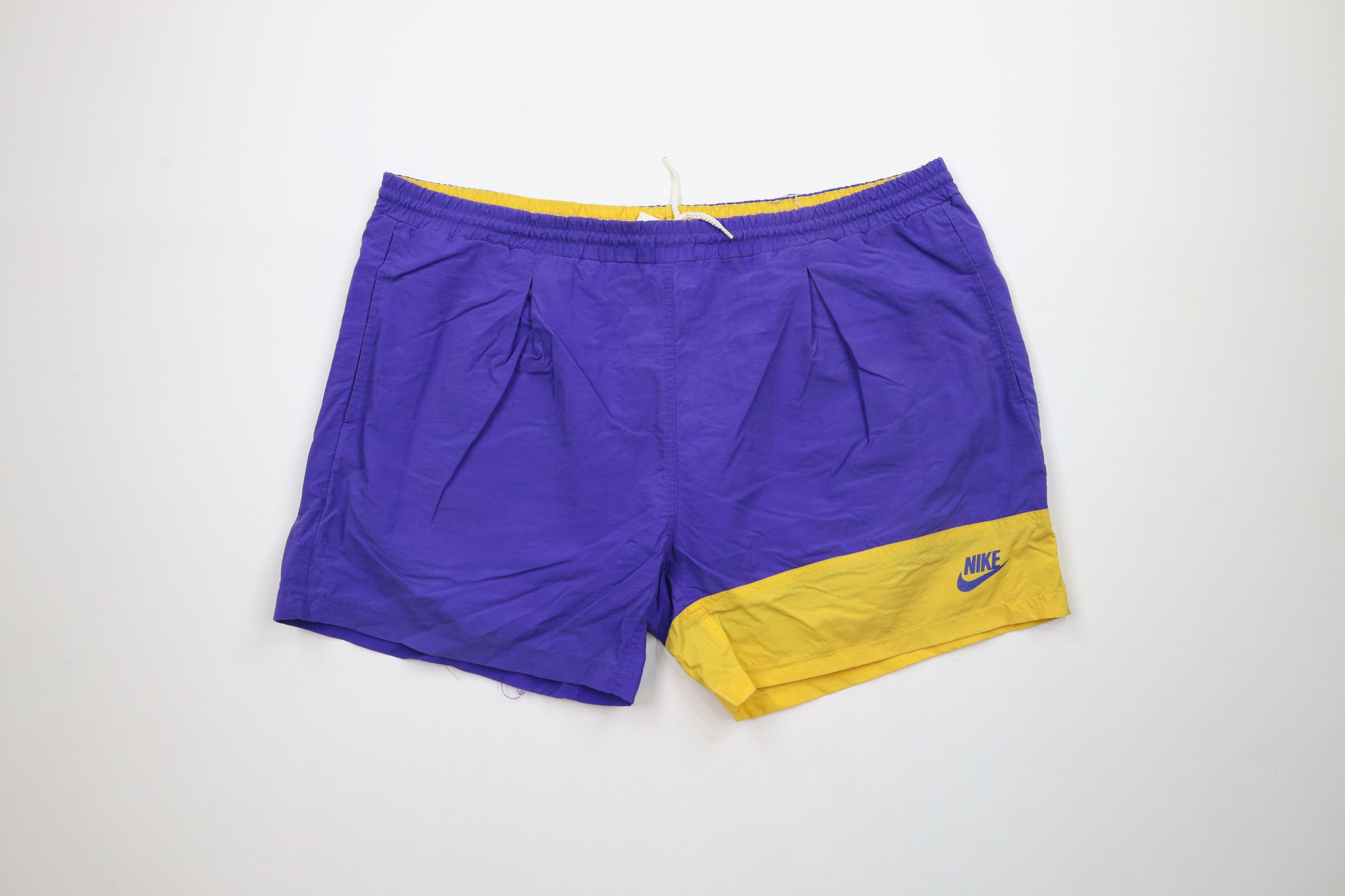 Nike × Vintage Vintage 90s Nike Block Above Knee Shorts LA Lakers AS IS Size US 34 / EU 50 - 1 Thumbnail
