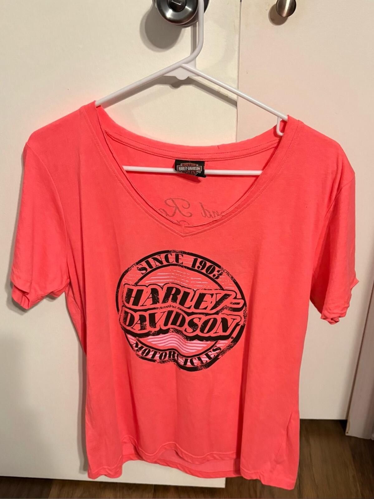 Harley Davidson Harley-Davidson Grand Rapids MI Coral Pink Graphic Tee Size L / US 10 / IT 46 - 1 Thumbnail