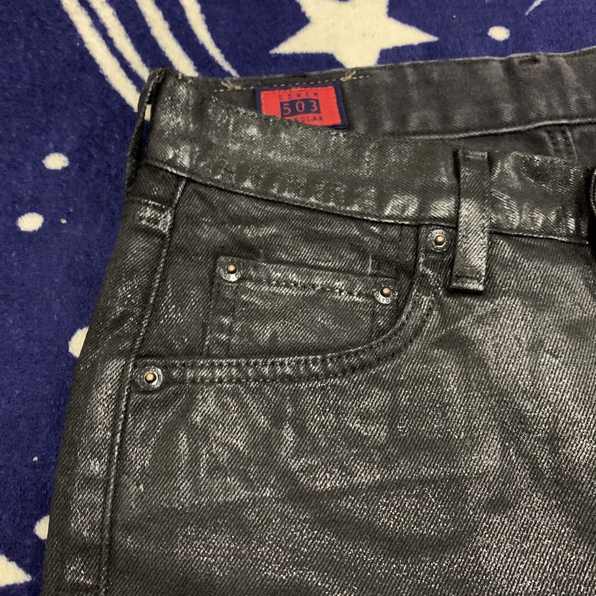 Vintage Edwin 503ZZ Waxed Jeans Black Coated Japan Denim