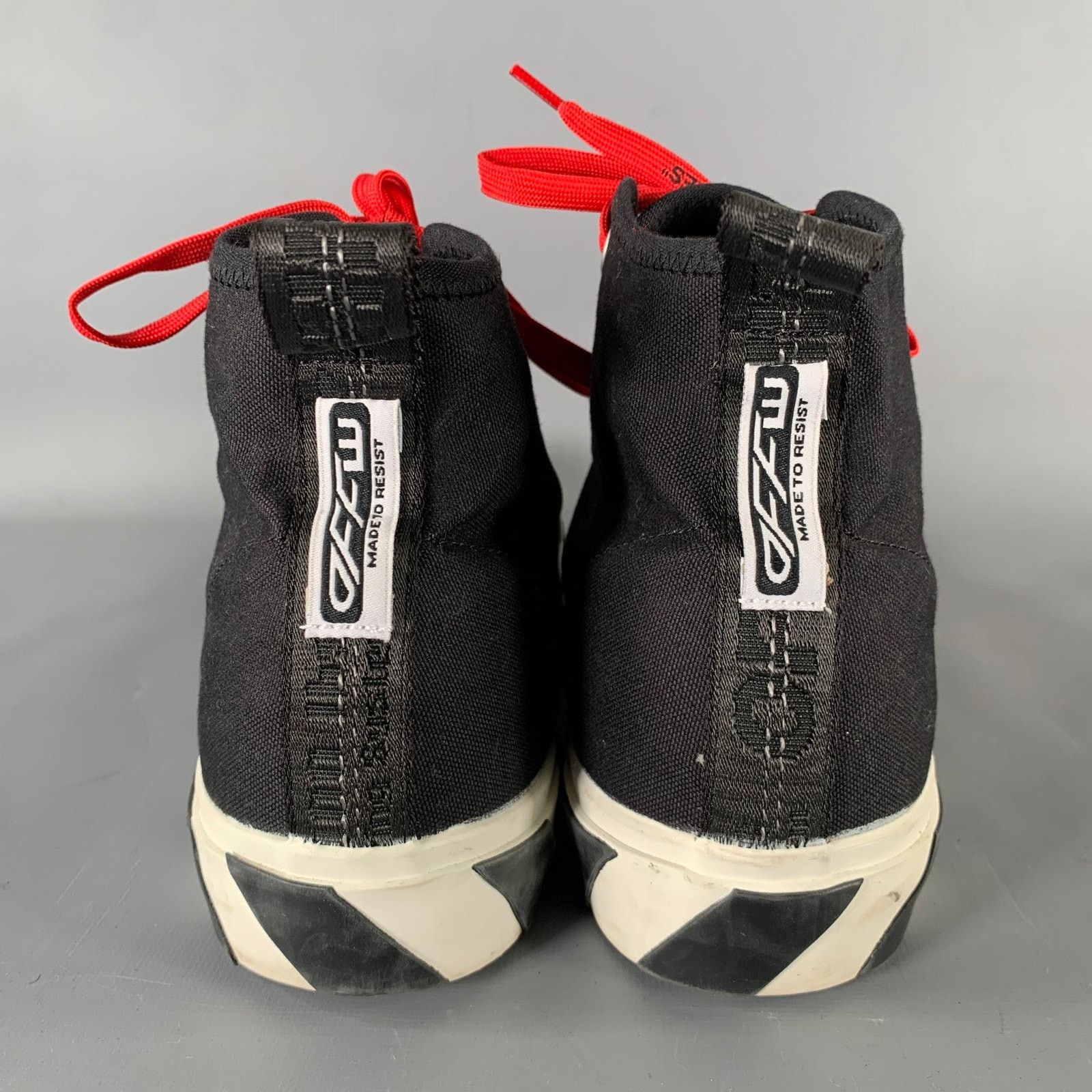 Off-White OFF-WHITE Size 13 Black Red Logo Canvas High Top Sneakers Size US 13 / EU 46 - 4 Thumbnail