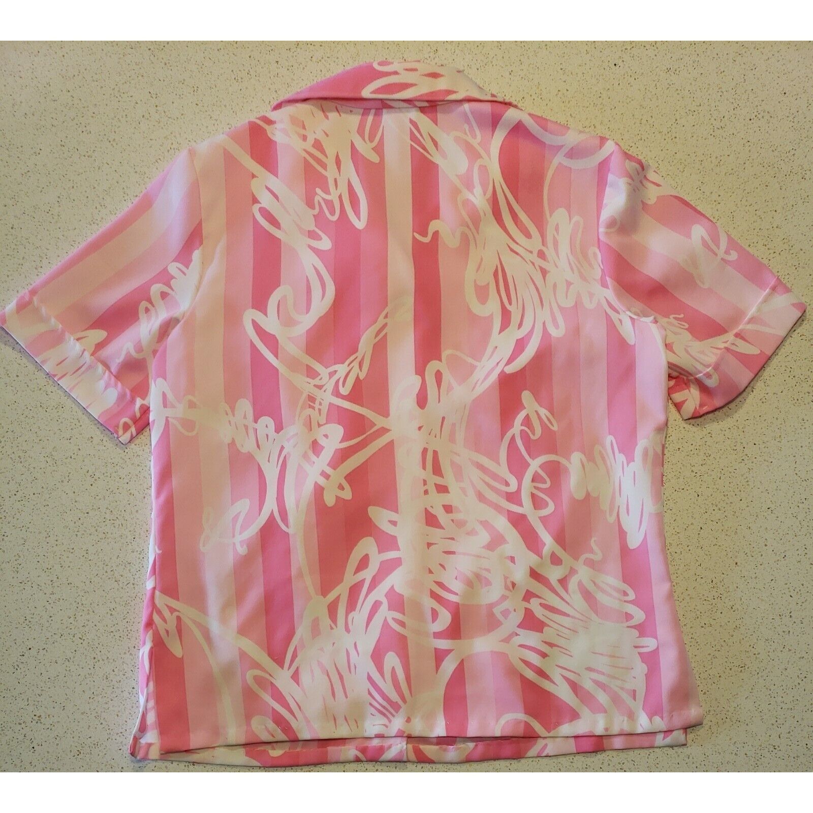 Vintage 70s Pussy Bow Top Womens M Pink Floral Polyester Short Sleev Size M / US 6-8 / IT 42-44 - 6 Thumbnail