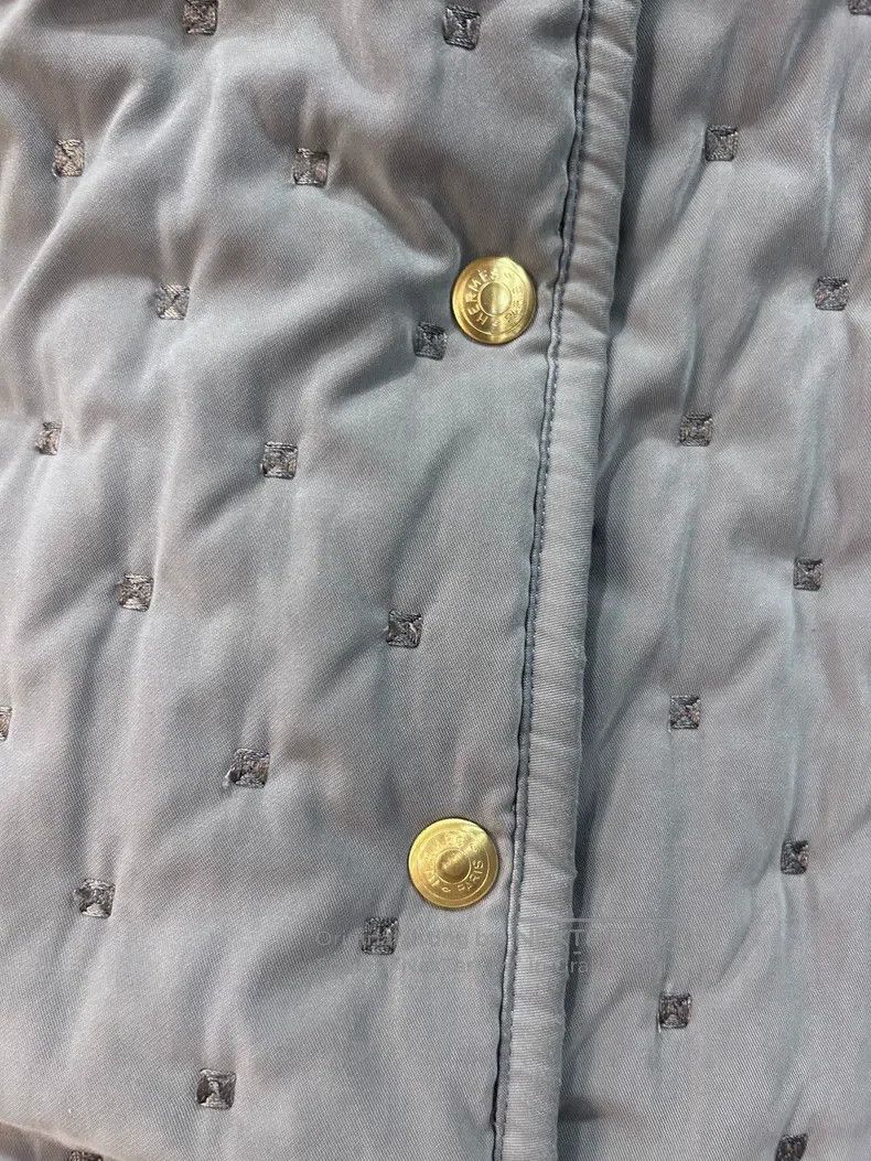Hermes Hermes Quilted Jacket, Elephant Gray, White Velvet Collar Size XS / US 0-2 / IT 36-38 - 7 Thumbnail