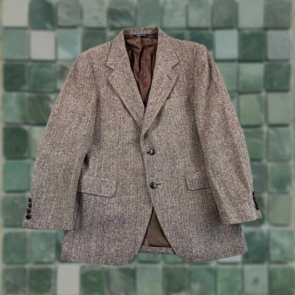 Harris Tweed VINTAGE Harris Tweed Blazer Sports Coat Brown Herringbone Men 40 USA Made Size 40R - 1 Thumbnail