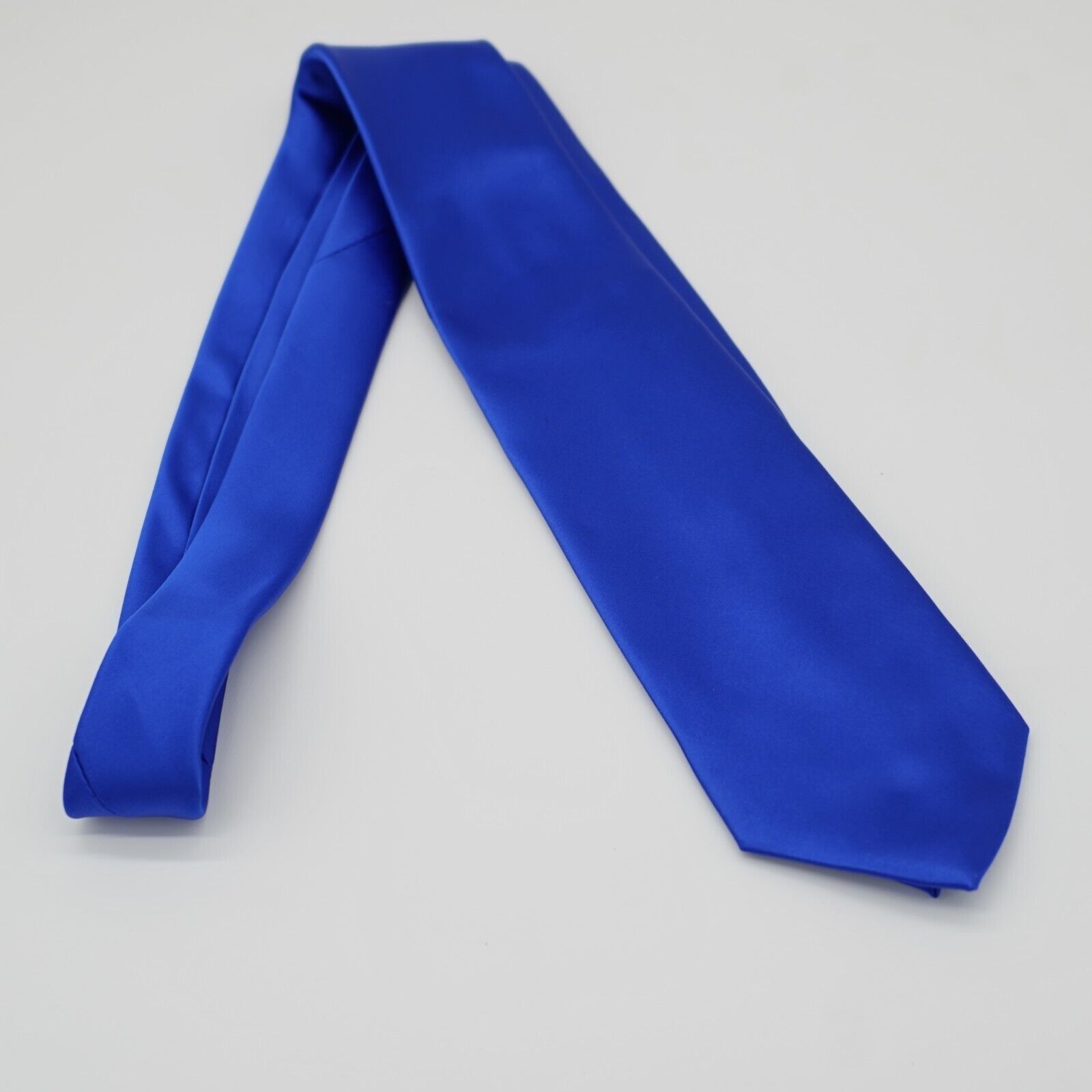 Designer Puccini Solid Shiny Blue Microfiber Tie Size ONE SIZE - 6 Thumbnail