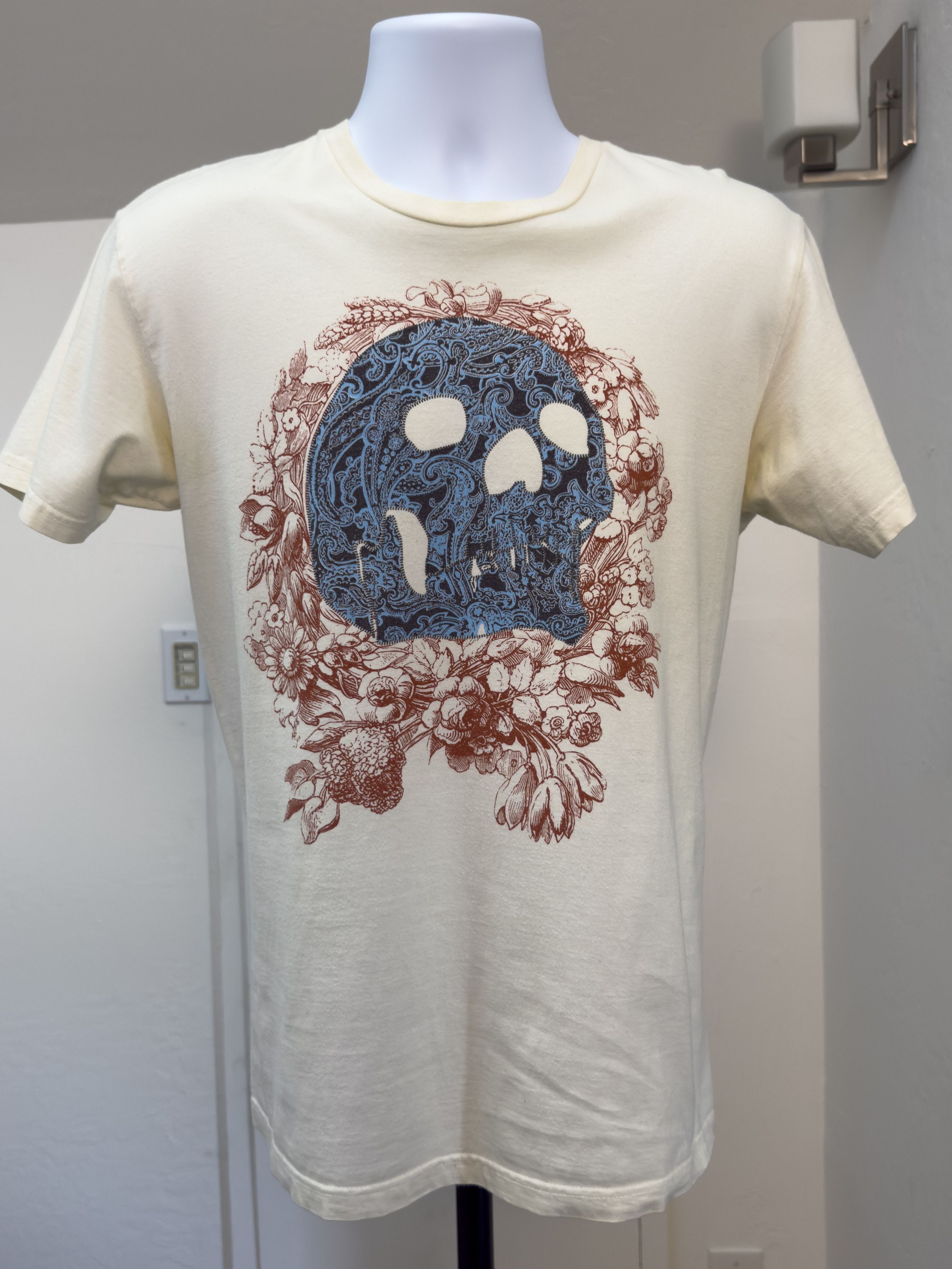 Other Vintage Skull Floral Graphic T-Shirt Cream Paisley Skull Tee Size US M / EU 48-50 / 2 - 1 Thumbnail