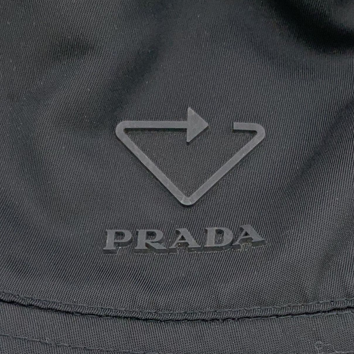 Prada Prada Black Triangle Logo Cotton Bucket Hat (Size S) Size ONE SIZE - 4 Thumbnail