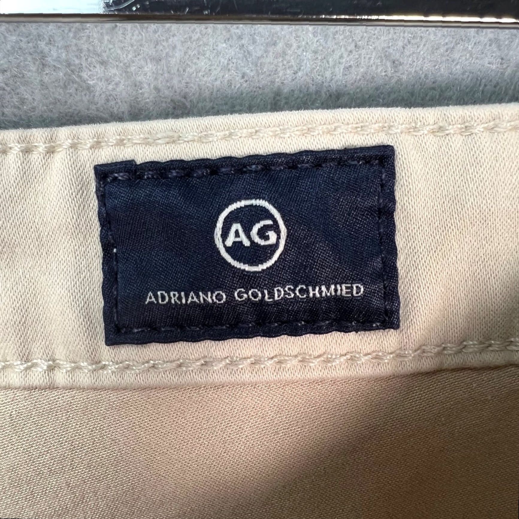 Vintage AG Adriano Goldschmied Womens Pants Cropped Beige Cotton Blend 28R Tapered Flat Front 26 Inseam Casual Size 28" / US 6 / IT 42 - 3 Thumbnail