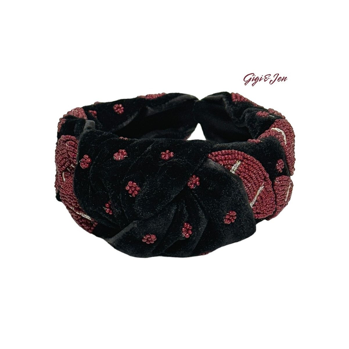 Other Beaded Football Knot Headband Trendy Accessory Sports Fans Size ONE SIZE - 2 Thumbnail