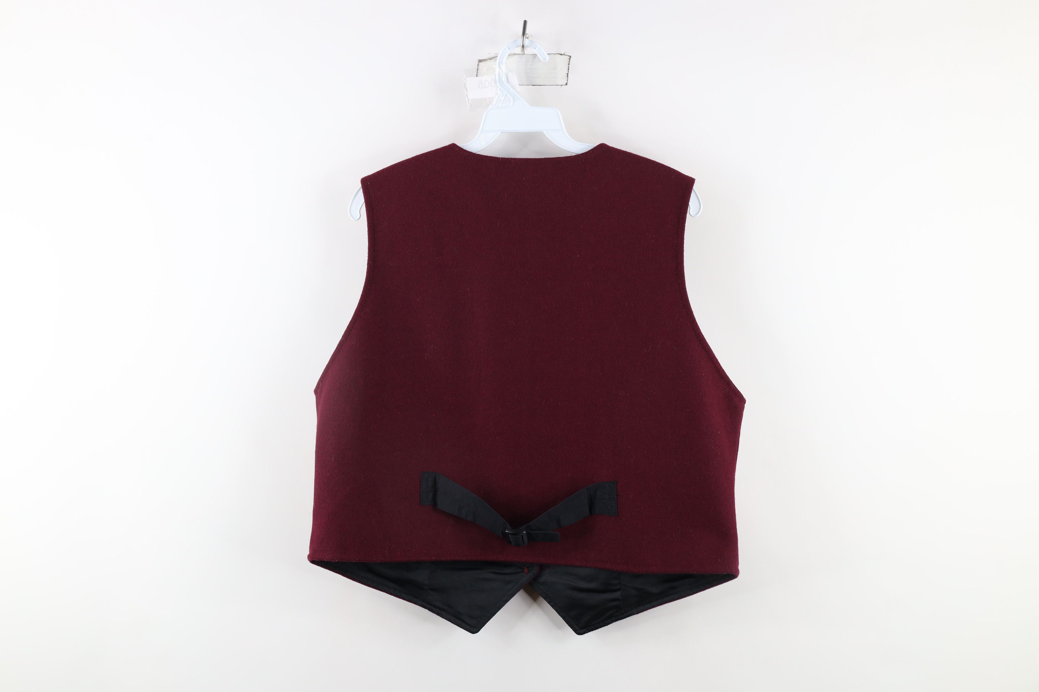 Vintage Vintage 90s Streetwear Back Button Vest Jacket Maroon USA Size L / US 10 / IT 46 - 9 Thumbnail