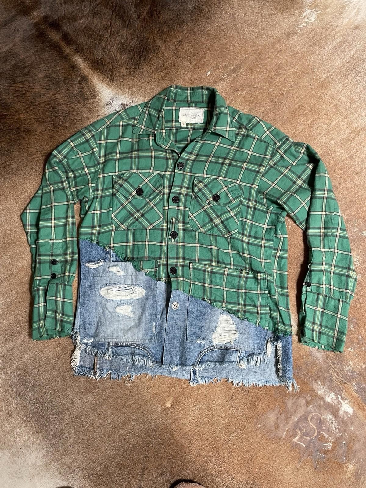 Greg Lauren Greg Lauren Plaid Denim Shirt In Green Size US S / EU 44-46 / 1 - 1 Thumbnail