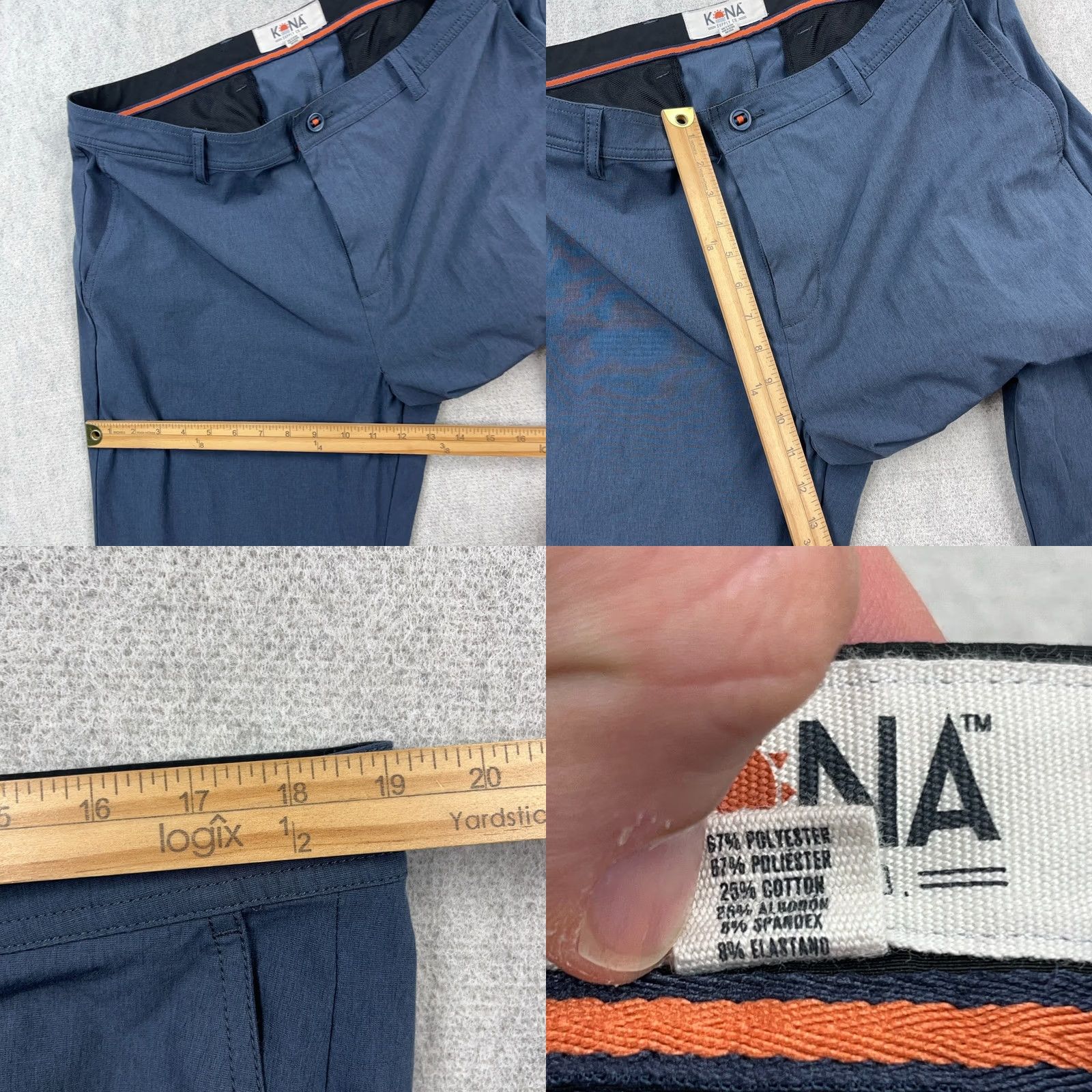 Vintage Kona Pants Adult 38x32 Navy Blue Performance Wicking Straight Leg Mens Size US 38 / EU 54 - 8 Thumbnail