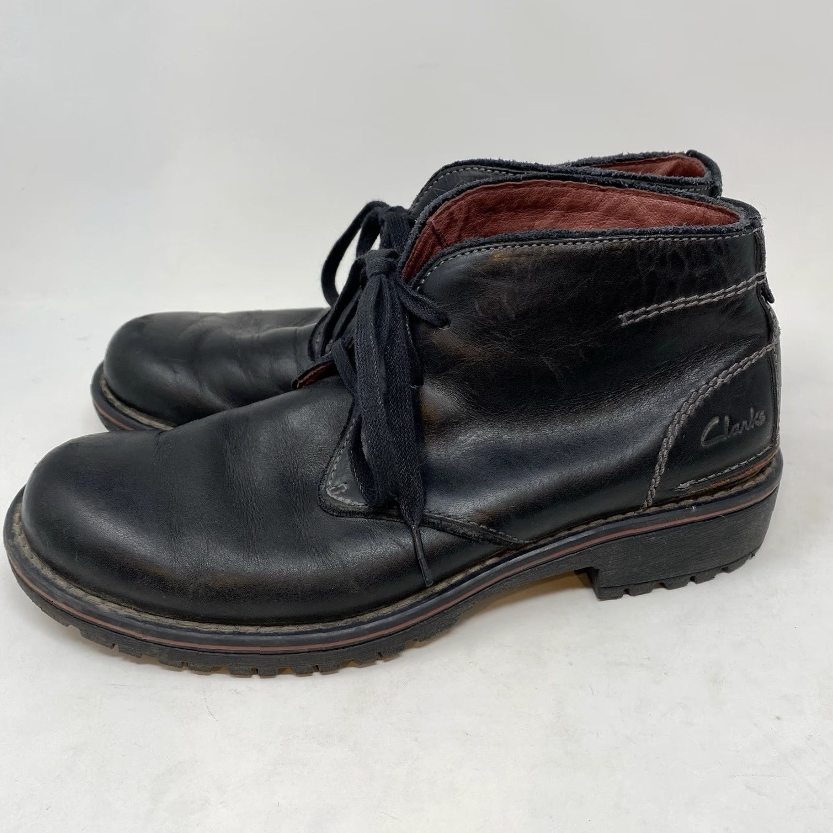 Clarks Clarks Boot Chukka Ankle Boots Men 8 Black Leather Rugged Distressed Lug Sole Casual Shoes Mens Size US 8 / EU 41 - 7 Thumbnail