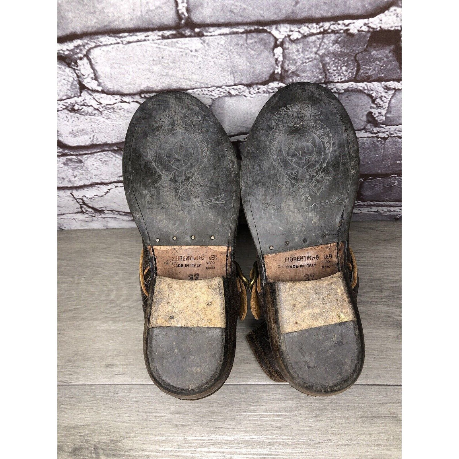 Fiorentini + Baker Fiorentini + Baker Brown Leather Side Zip Buckle Ankle Boots Size US 7 / IT 37 - 7 Thumbnail