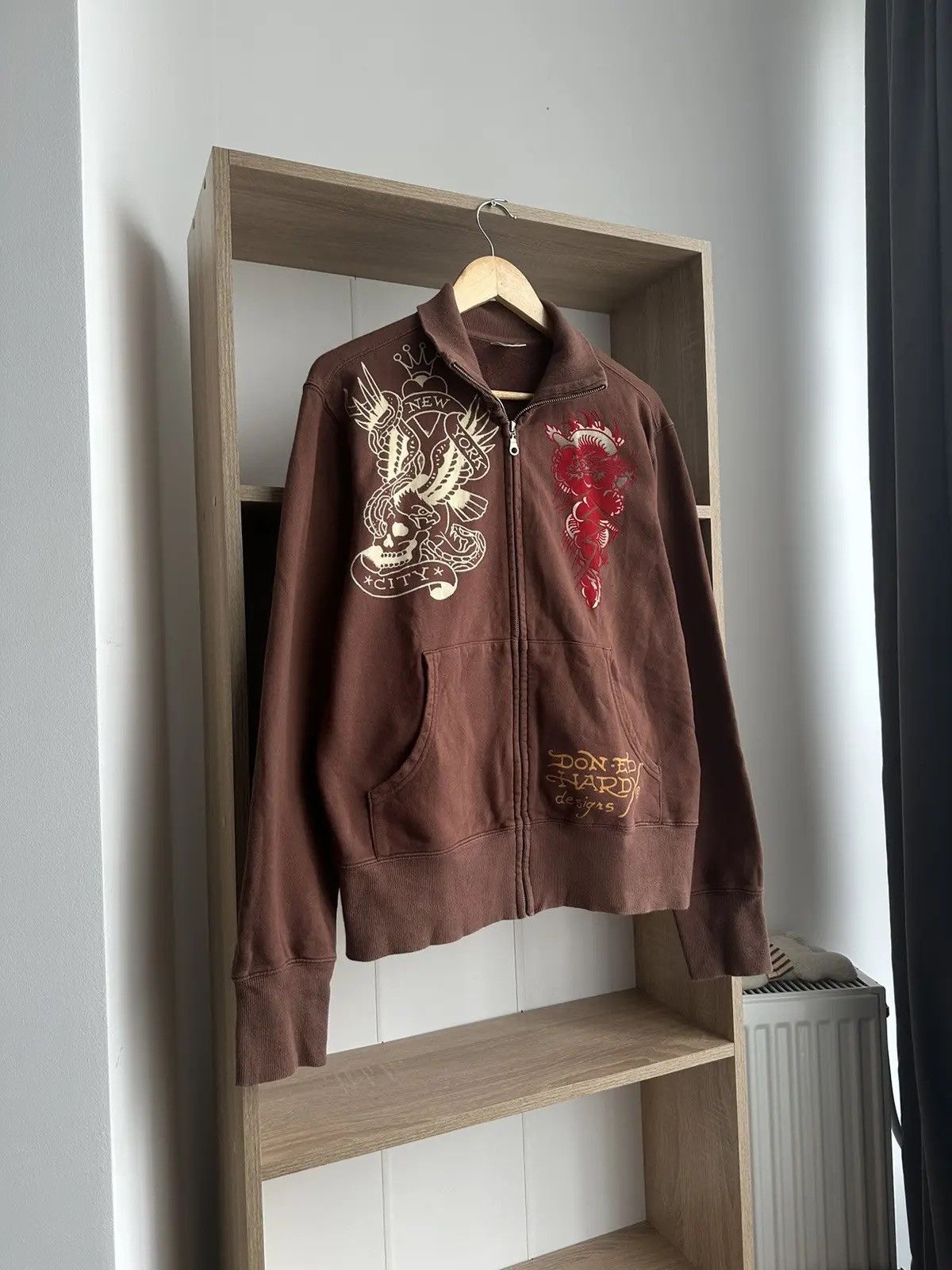 Christian Audigier × Ed Hardy × Vintage Vintage Ed Hardy Christian Audigier Brown Hoodie Size US M / EU 48-50 / 2 - 7 Thumbnail
