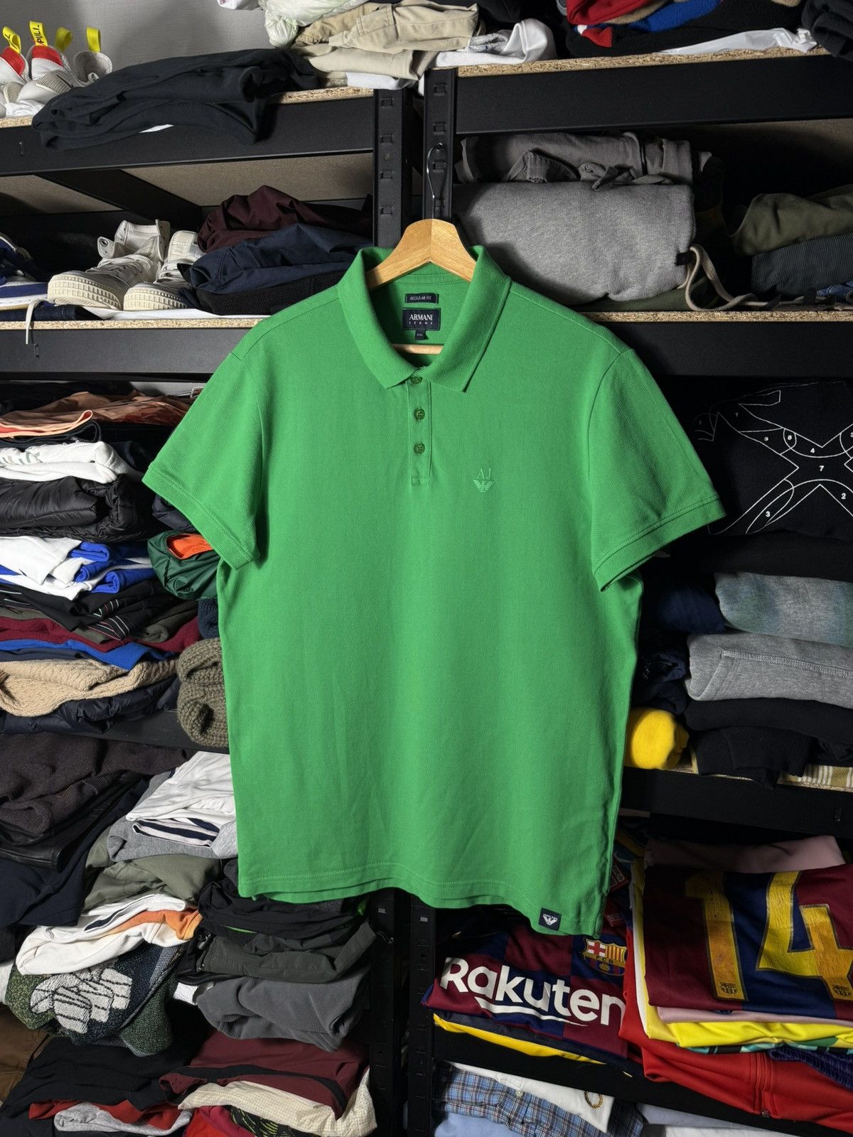 Armani Armani Jeans Polo Shirt Men XXL Green Regular Fit AJ Logo Size US XXL / EU 58 / 5 - 1 Thumbnail