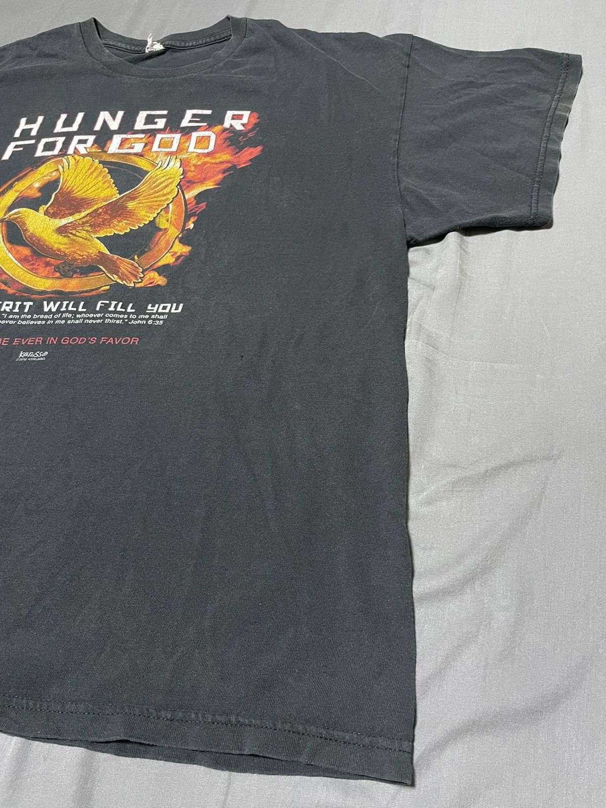 Vintage 🔥🕊️2012 “Hunger For God” Hunger Games Christian Parody Tee Size US XL / EU 56 / 4 - 5 Thumbnail
