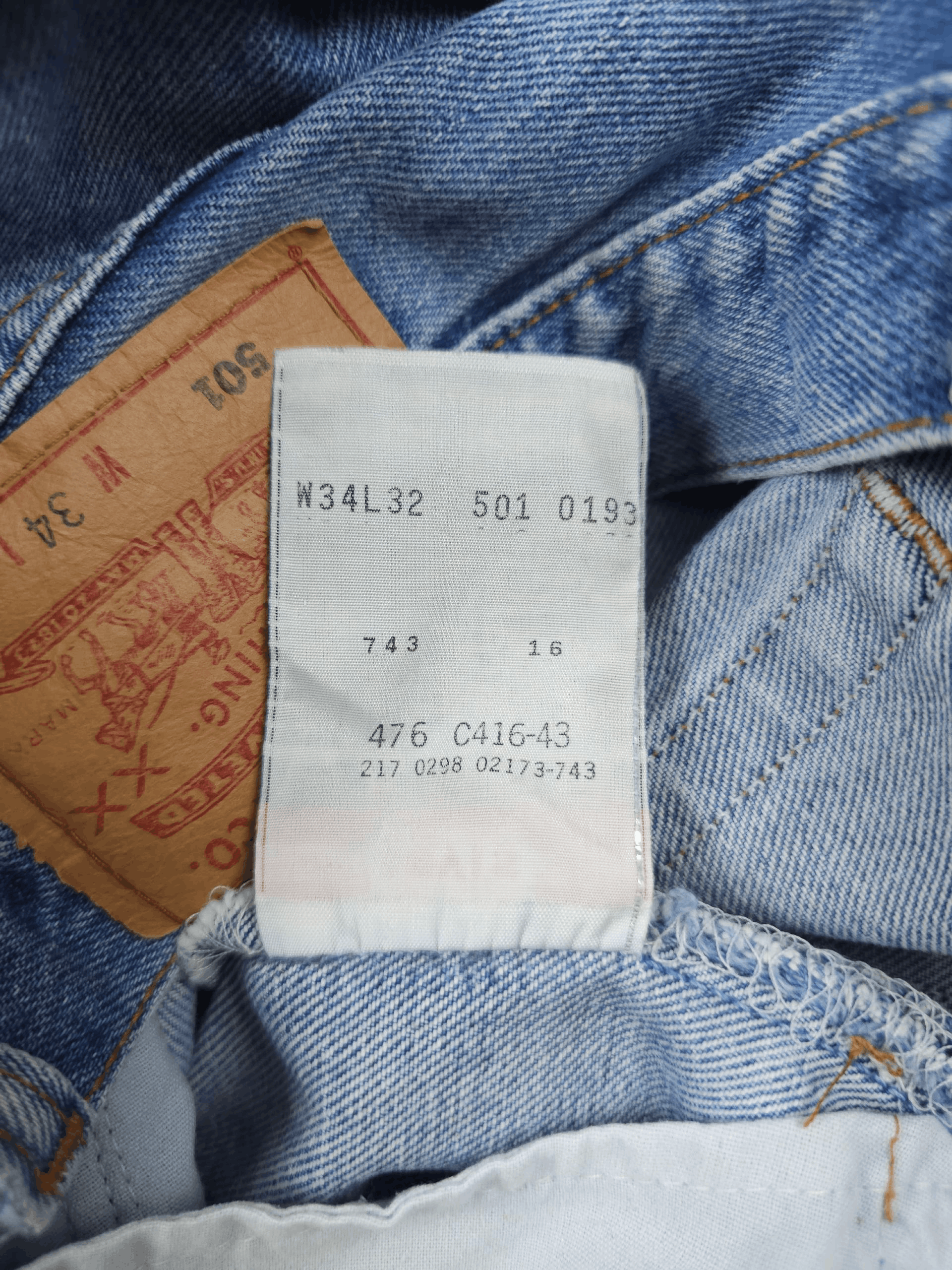 Levi's 💎 34/32 90's Levi's 501 Straight Regular Washed Jeans Y2K Size US 34 / EU 50 - 8 Thumbnail