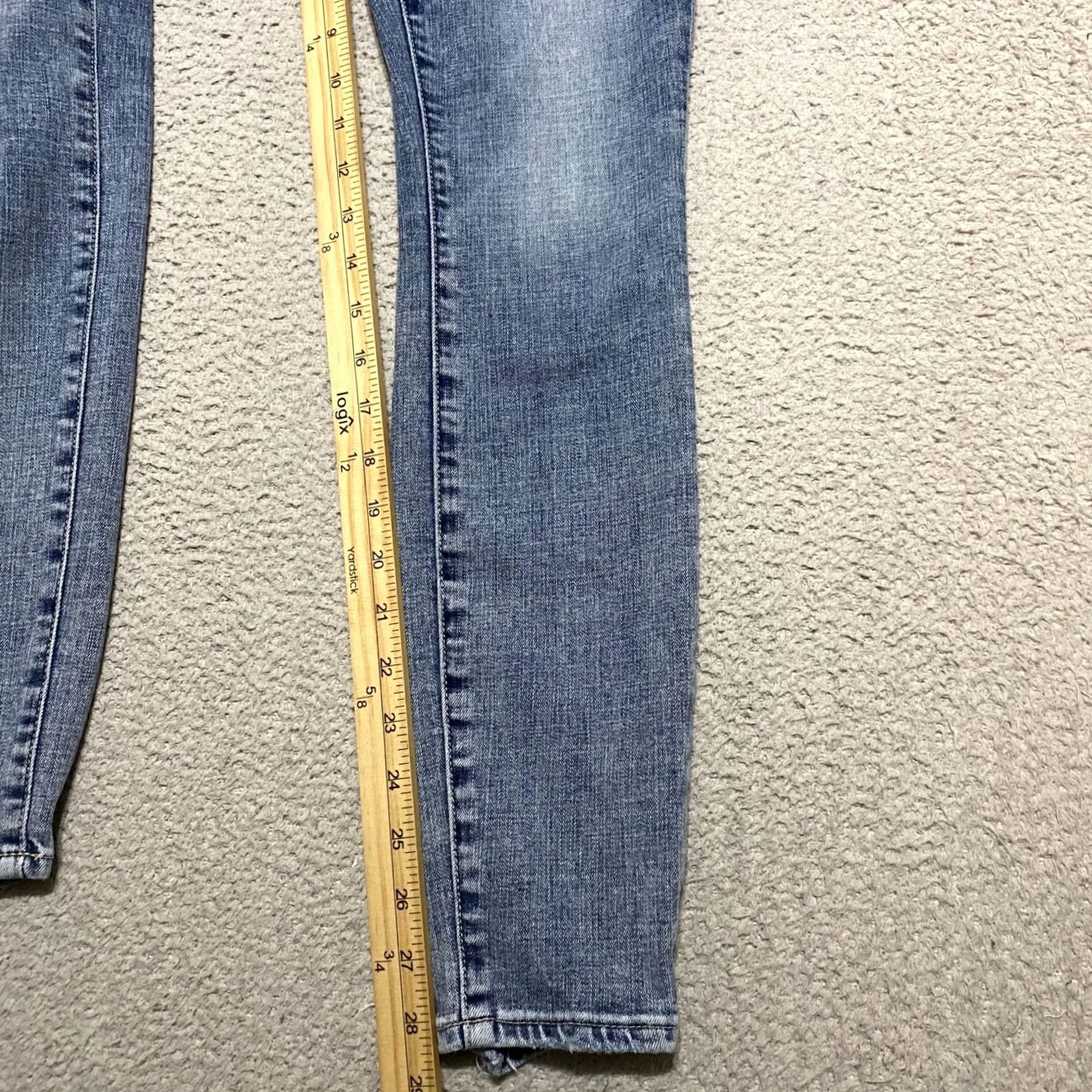 Good American Good American Jeans Womens 6 Blue Denim Medium Wash Skinny High Rise Distressed Pocket Zipper Button 5-Pocket Size 28" / US 6 / IT 42 - 6 Thumbnail