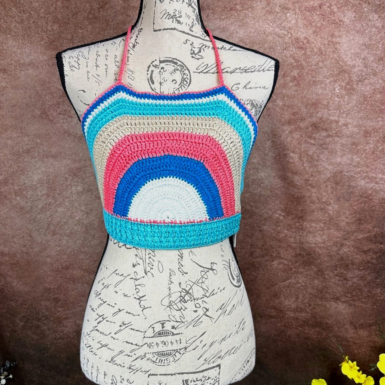 Other Olivaceous Rainbow Crochet Crop Top Multi size M Size M / US 6-8 / IT 42-44 - 4 Thumbnail