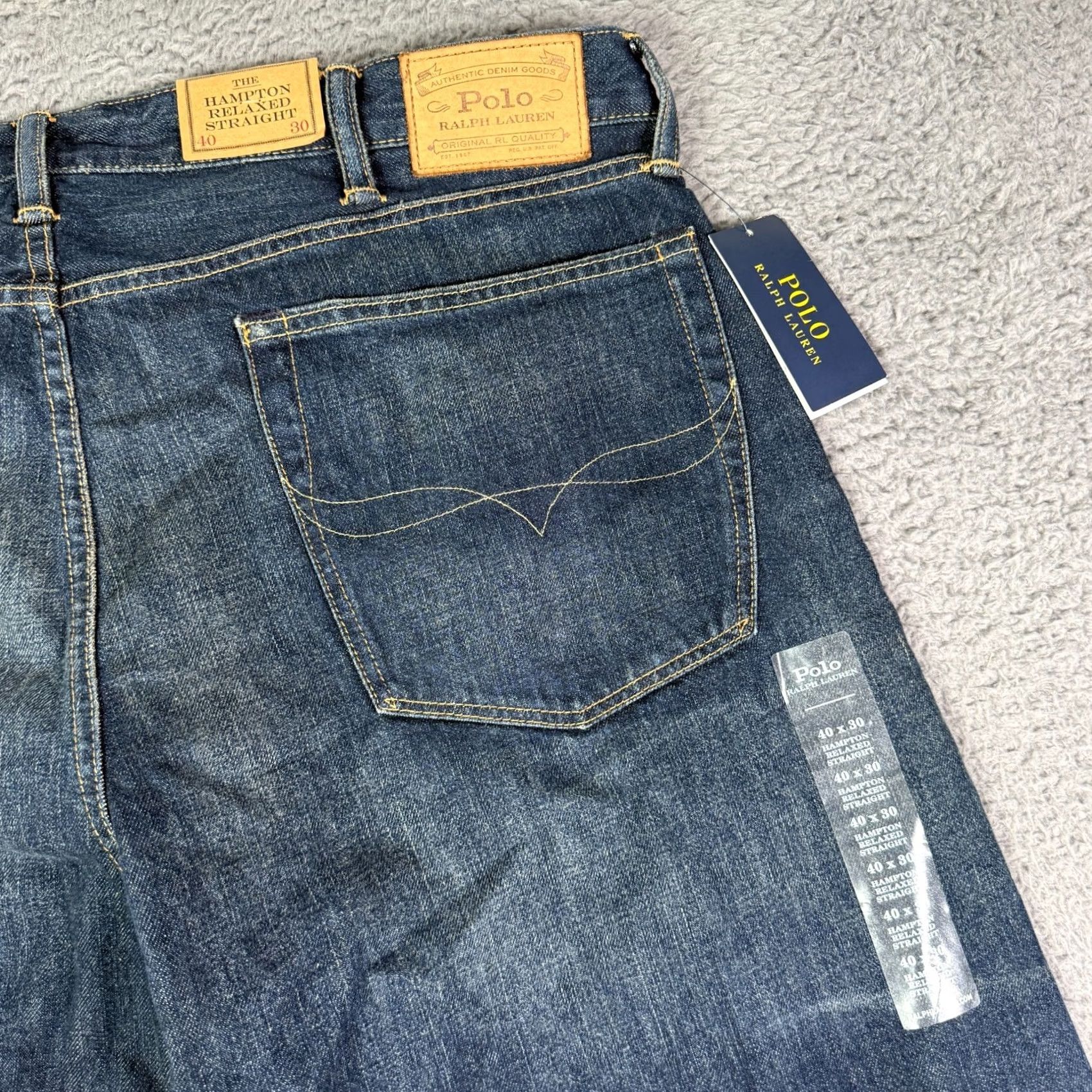 Polo Ralph Lauren Polo Ralph Lauren Jeans Mens 40x30 Blue NEW The Hampton Relaxed Straight Denim Size US L / EU 52-54 / 3 - 6 Thumbnail