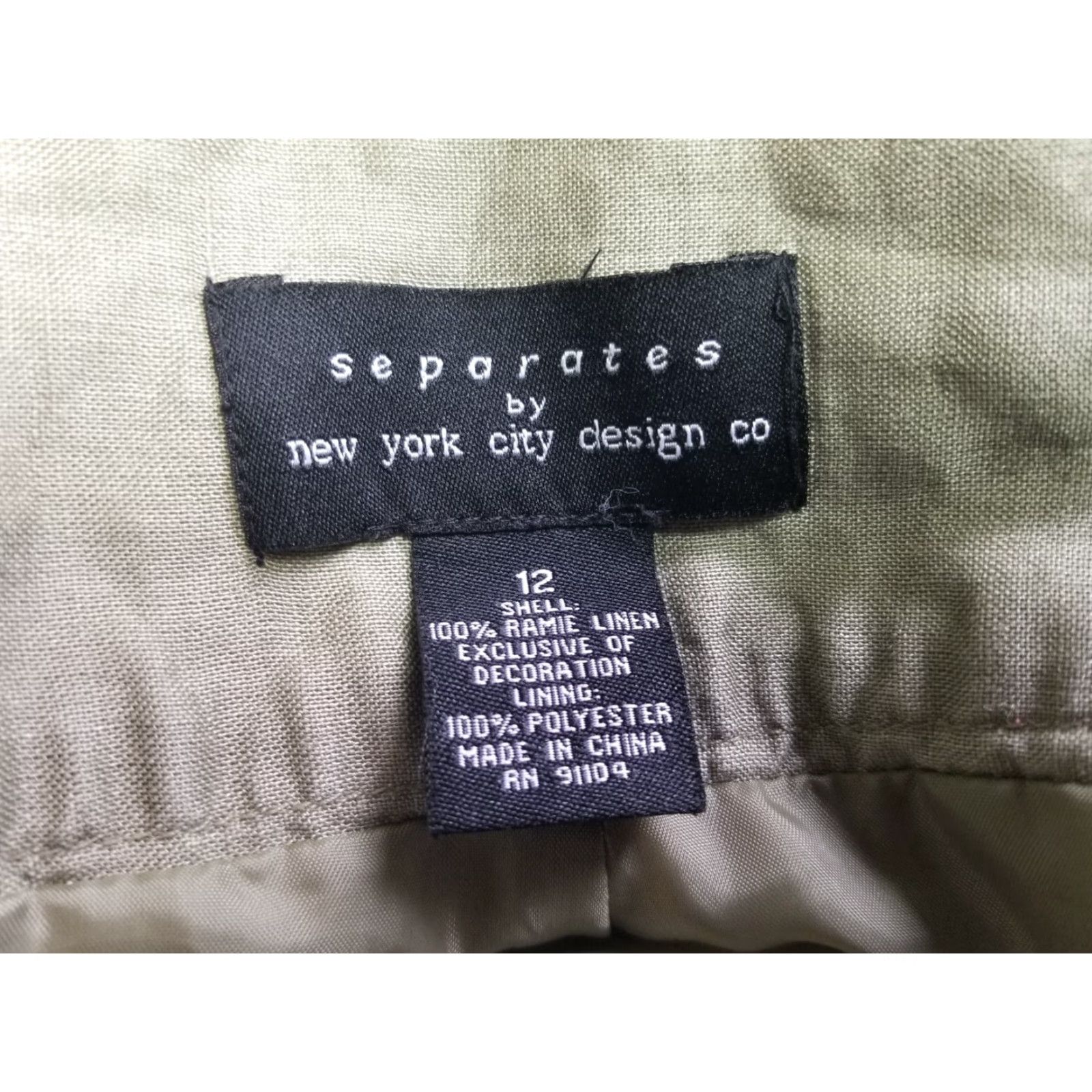 CO New York City Design Skirt Women Knee Length Green Linen Ramie 12 Pleated City Vintage? No. (But can't add "No.") Size 34" / US 12 / IT 48 - 7 Thumbnail