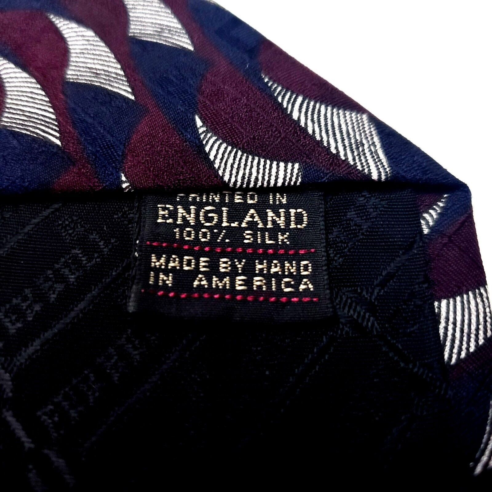 Vintage Ferrell Reed Silk Tie Red Blue Geometric England Wide Size ONE SIZE - 5 Thumbnail