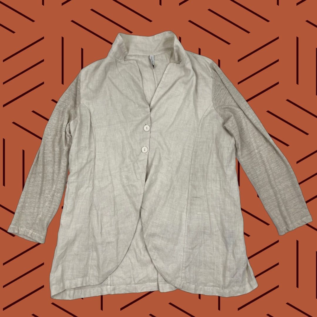 Vintage Ingrid Munt Blouse Womens Large Brown 100% Linen Layering Lagenlook Sustainable Size L / US 10 / IT 46 - 1 Thumbnail